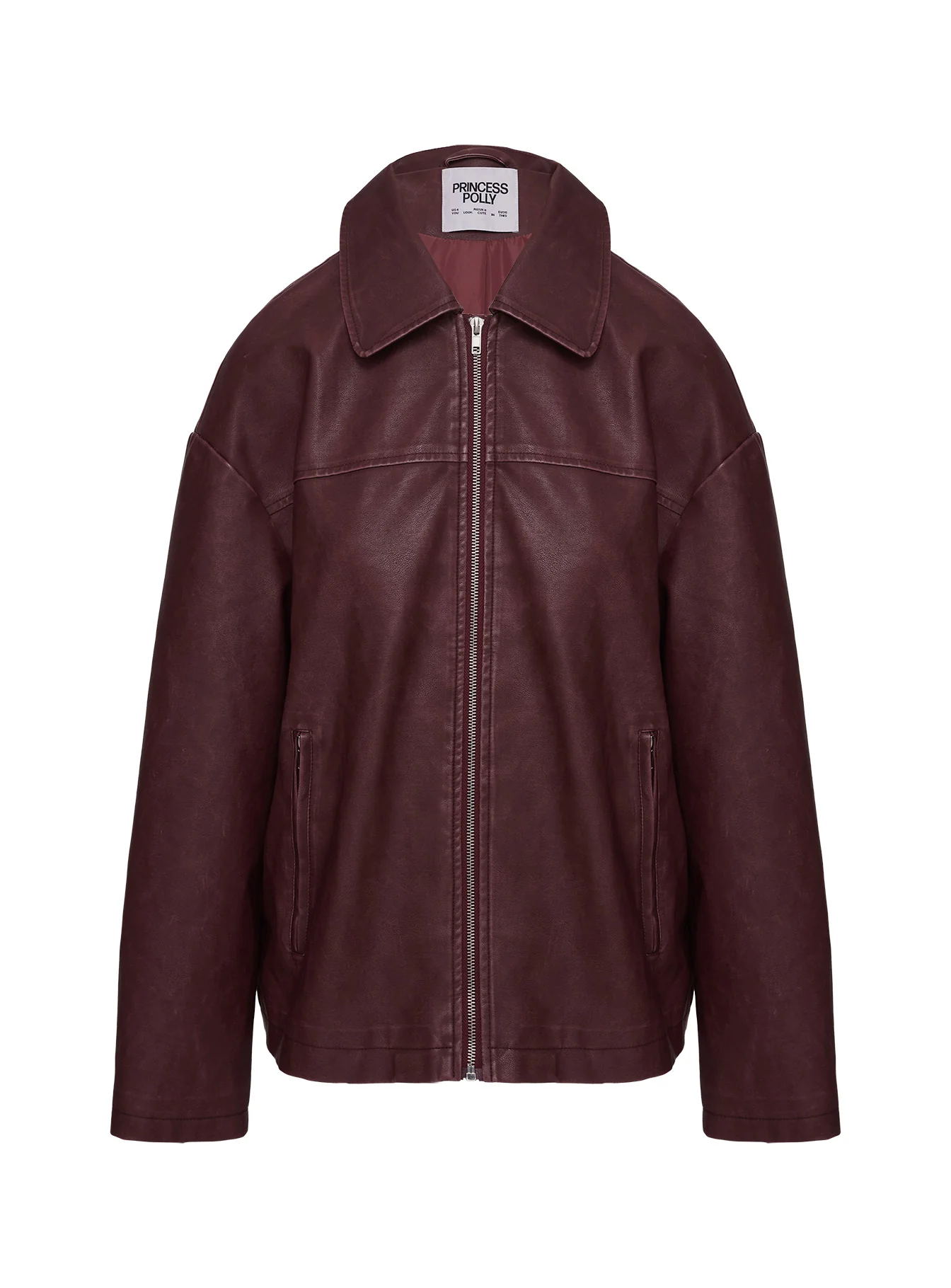 Napoleon Faux Leather Jacket Burgundy - Image 14
