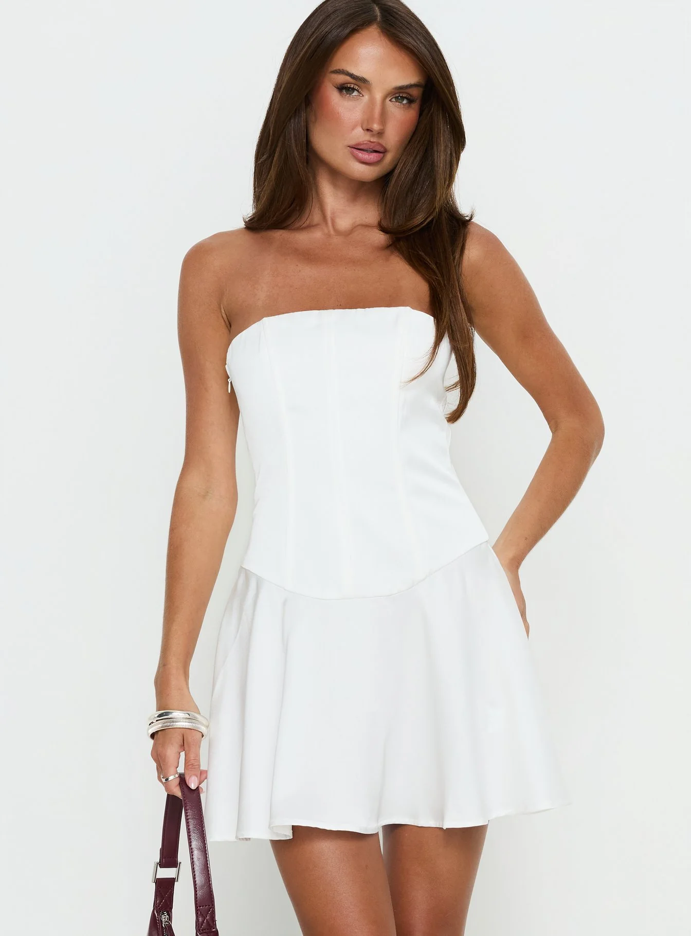 Natalisa Strapless Corset Mini Dress White - Image 2