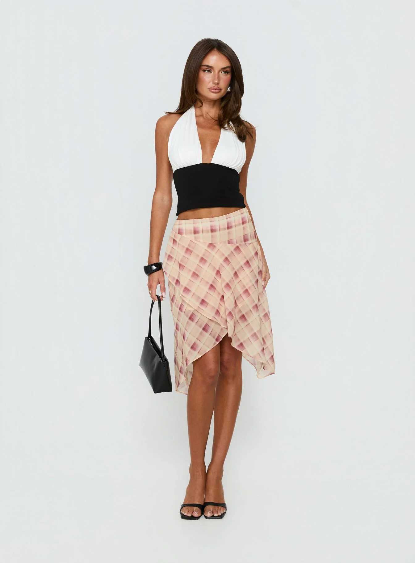 Natana Asymmetrical Midi Skirt Multi Check - Image 3