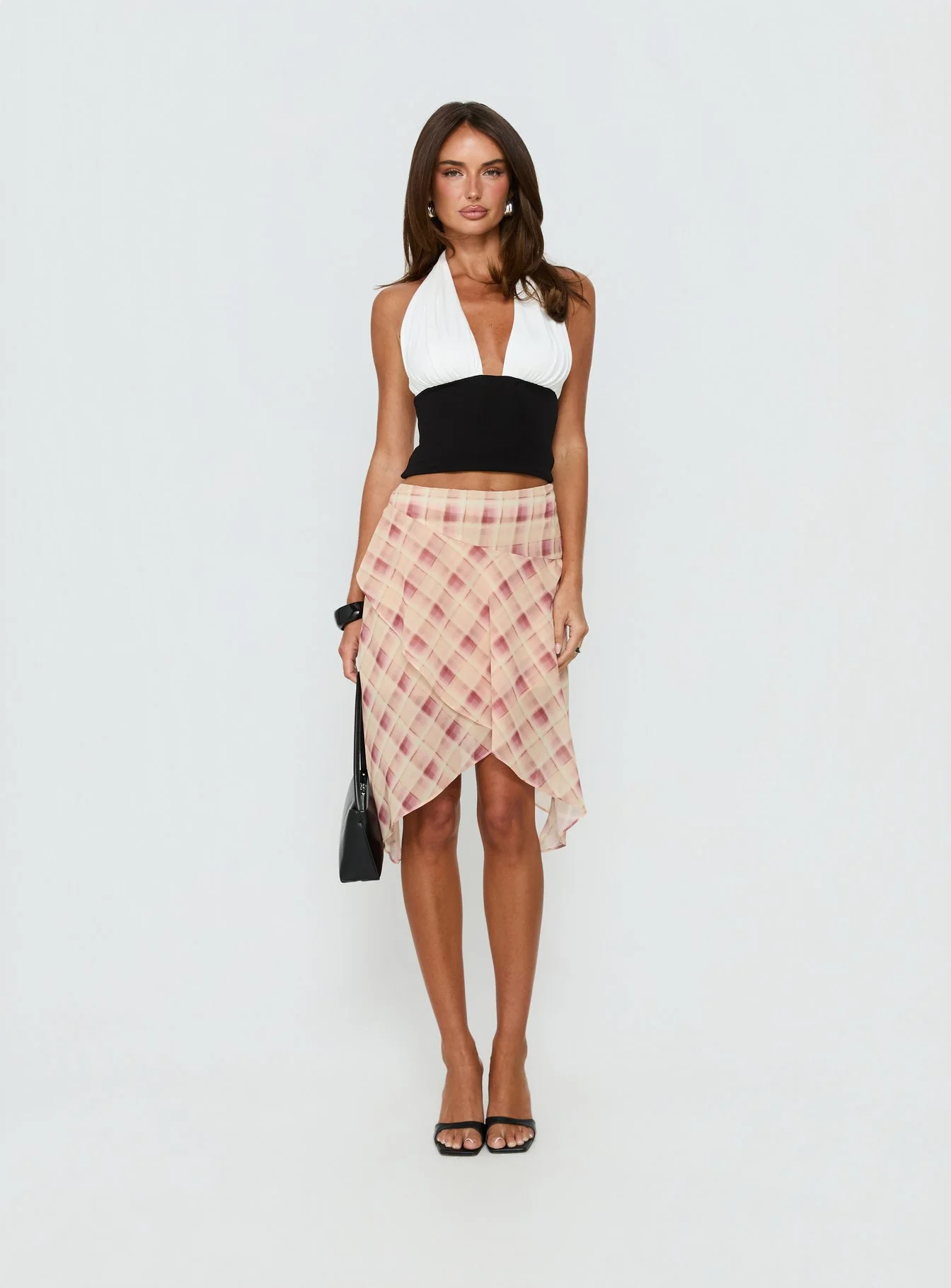 Natana Asymmetrical Midi Skirt Multi Check - Image 7