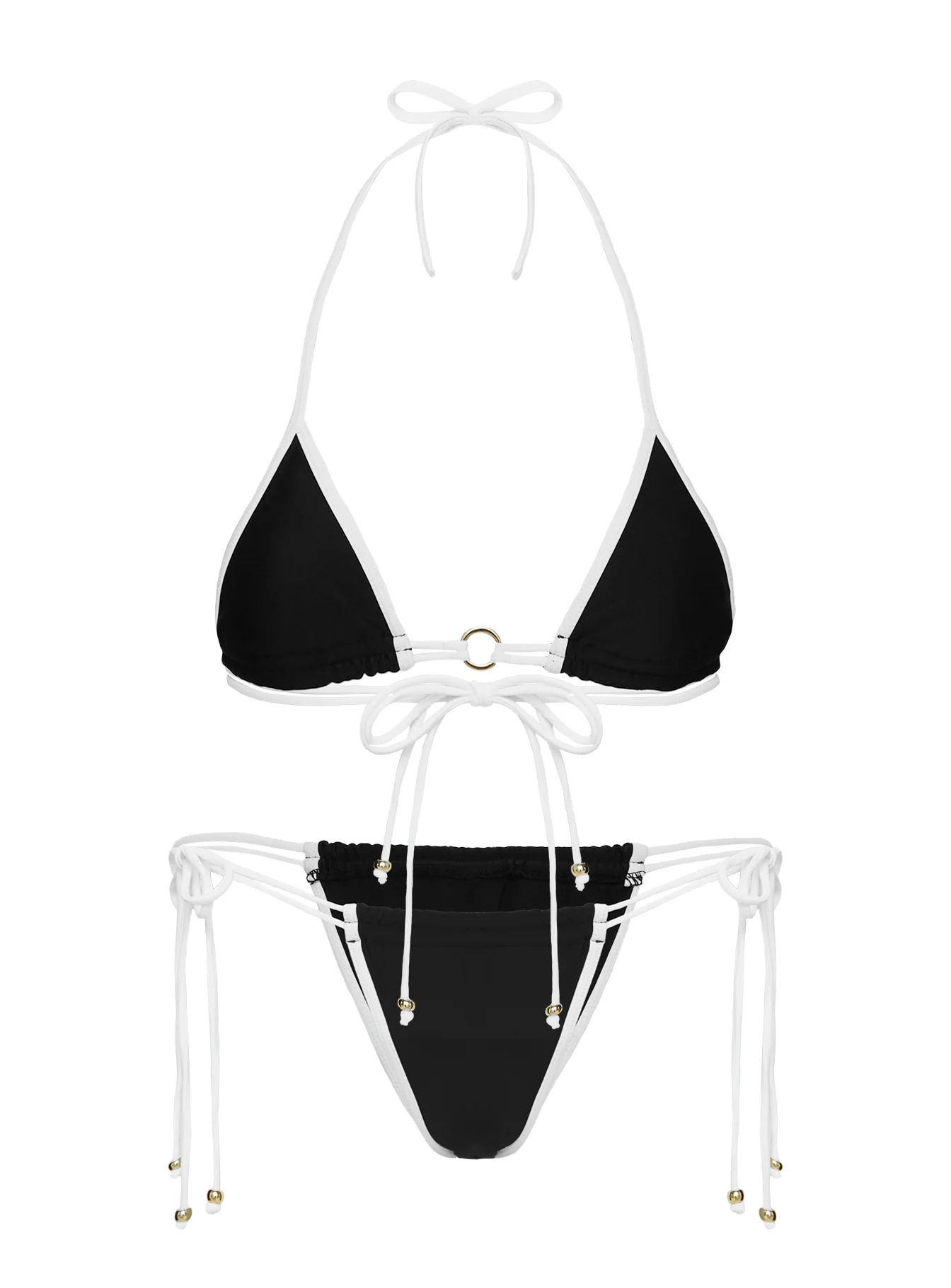 Nayeli Tie Side Bikini Bottoms Black / White - Image 5