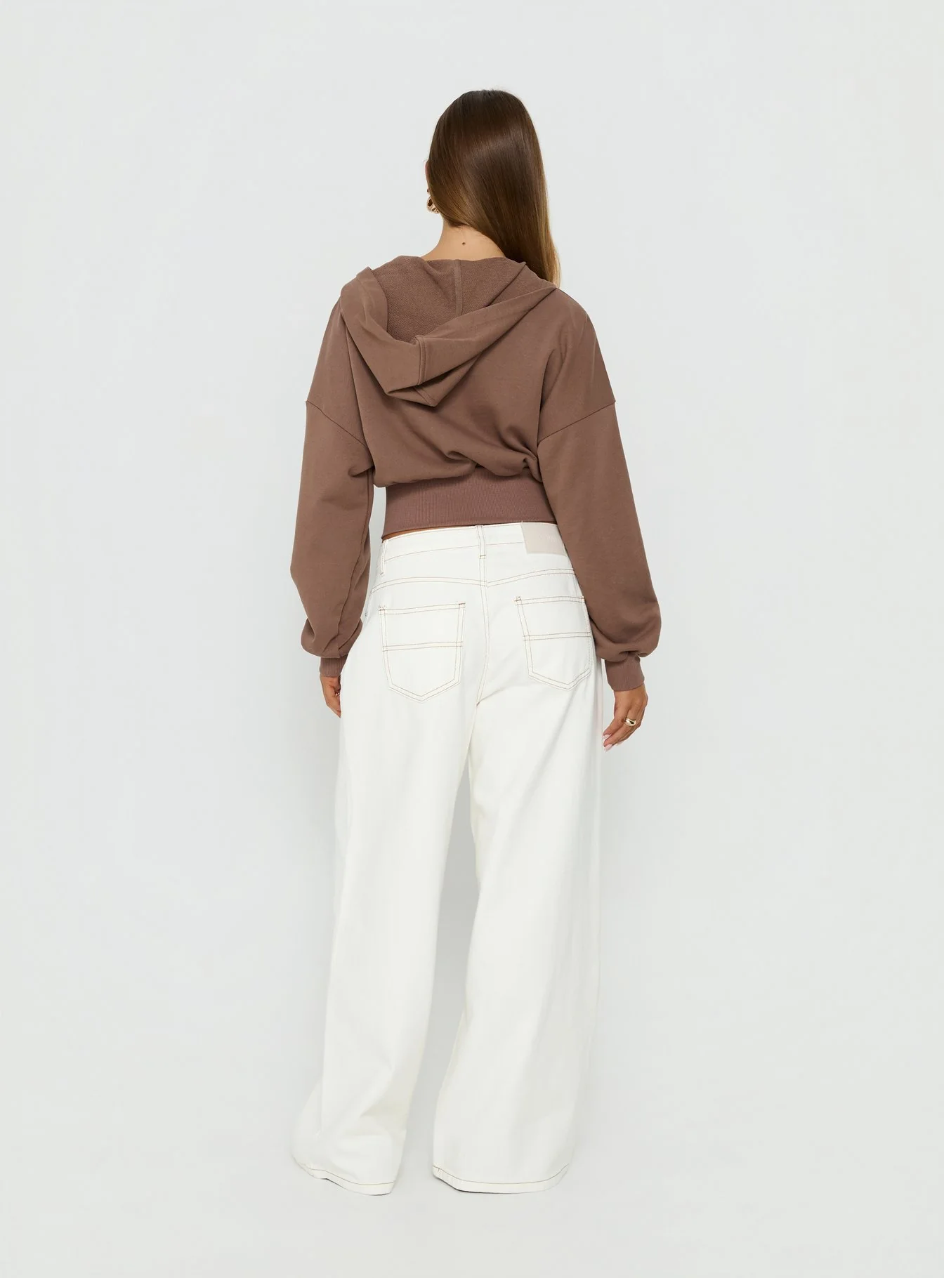 Naylor Mid Rise Wide Leg Jeans Cream - Image 5