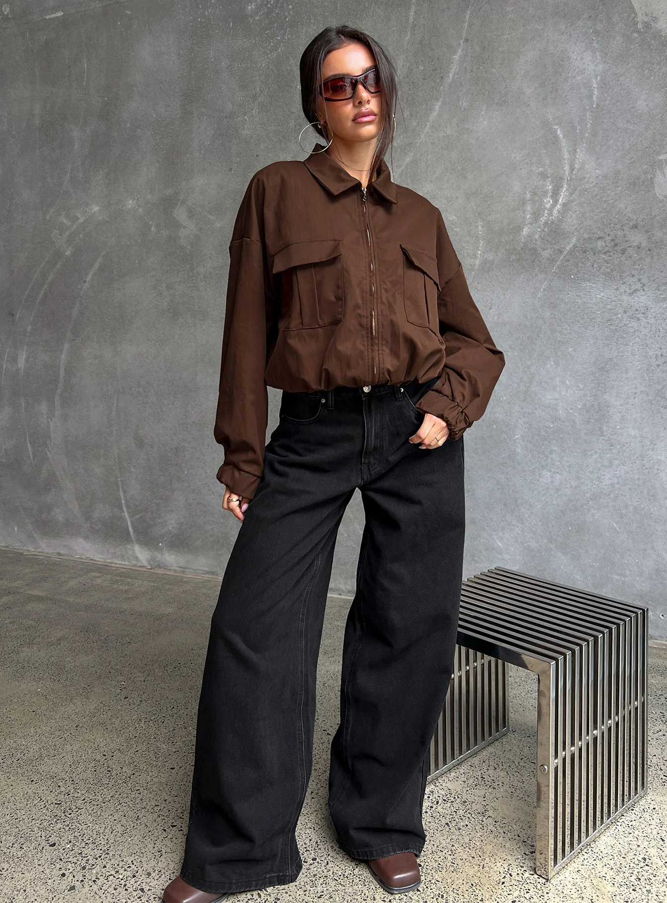Naylor Mid Rise Wide Leg Jeans Washed Black Denim - Image 12