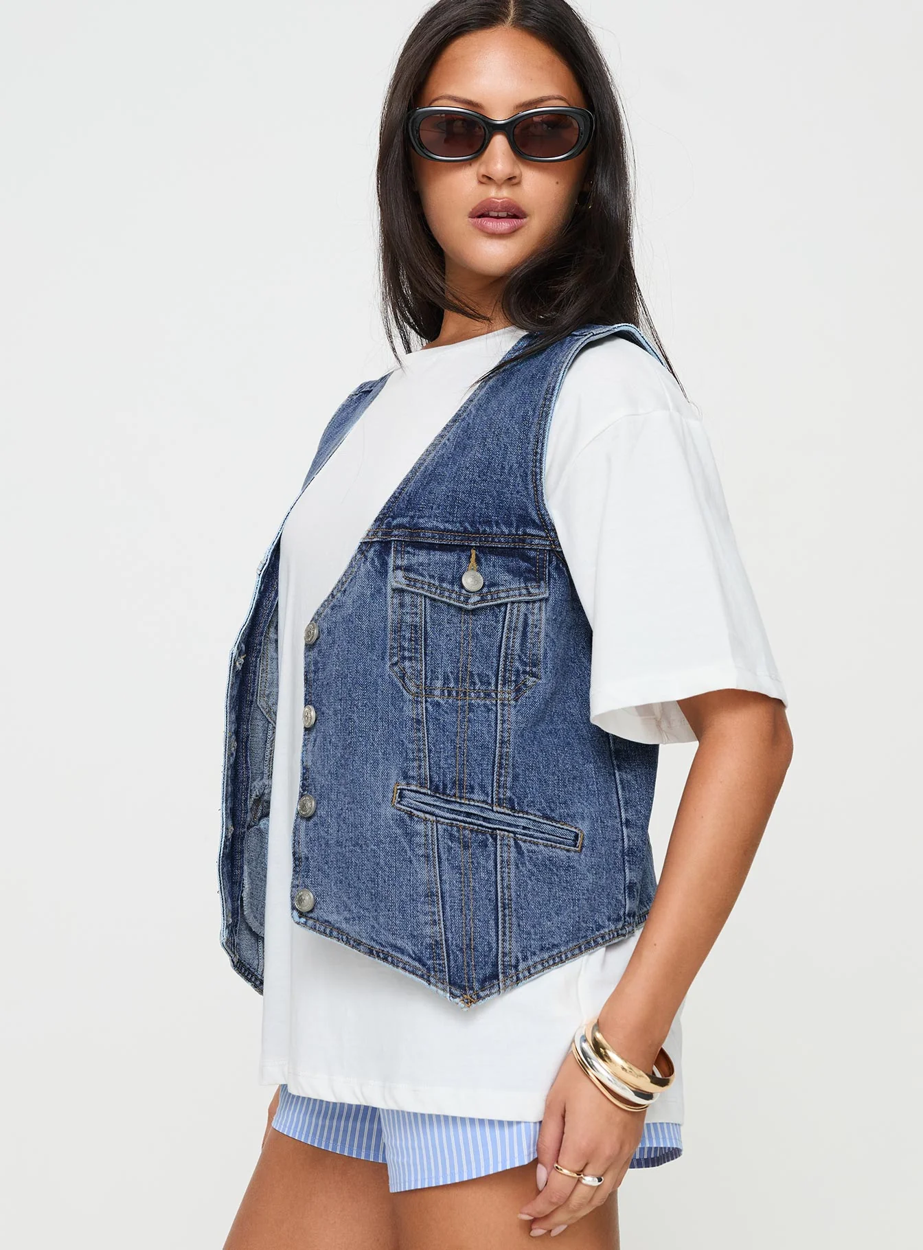 Neils Oversized Denim Vest Denim - Image 4
