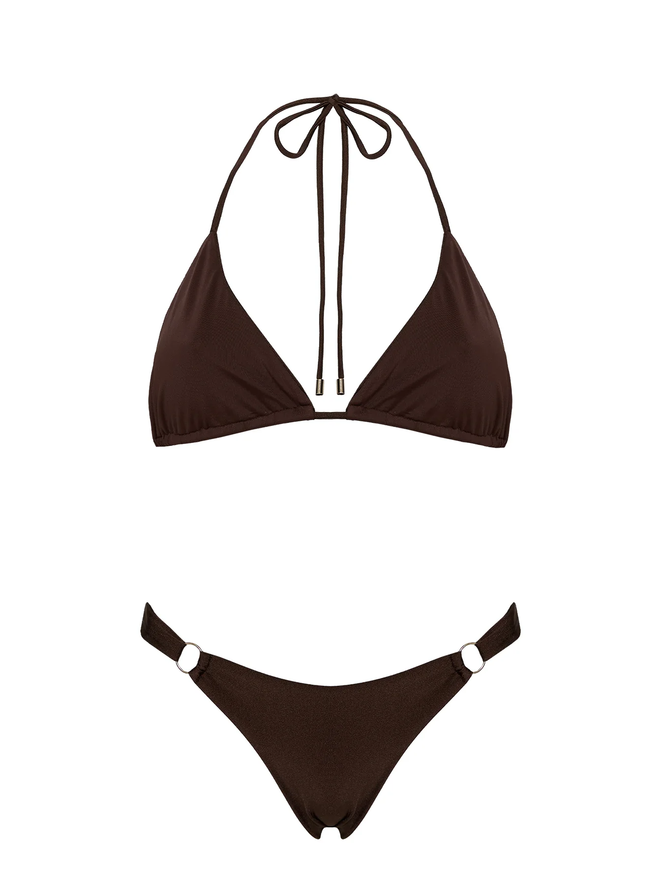 Nevaeh Shine Triangle Bikini Top Chocolate Brown - Image 6