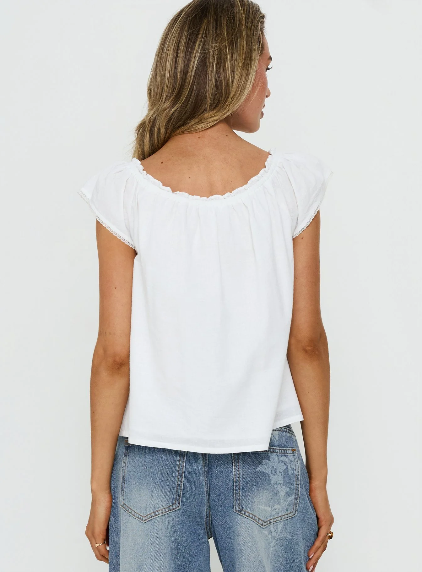 Never Over Floaty Babydoll Top White - Image 5