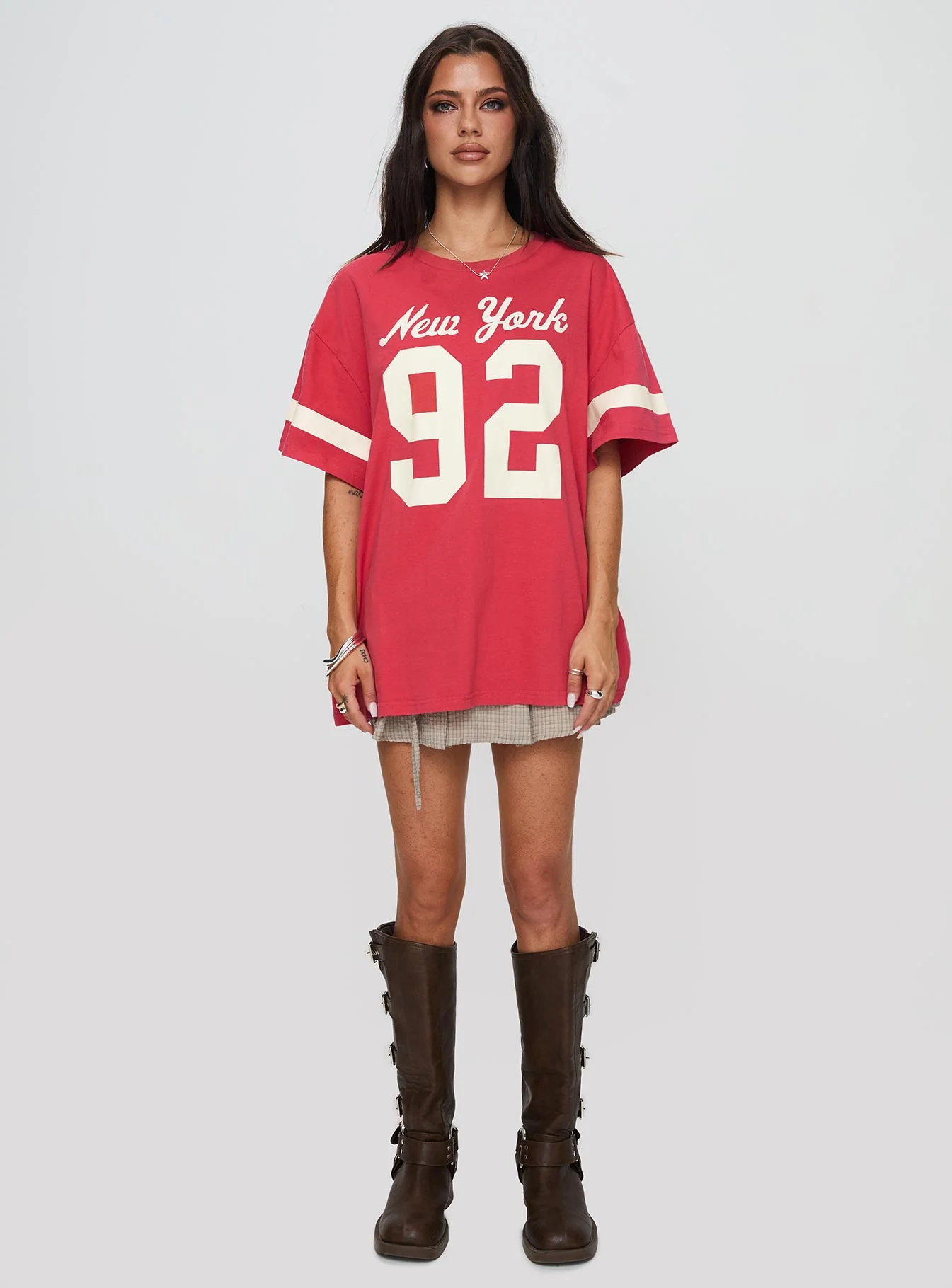 New York 95 Oversized Tee Red - Image 7
