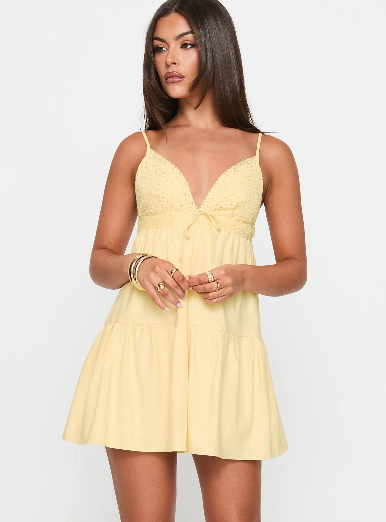 Nicoletta Mini Dress Lemon - Image 2