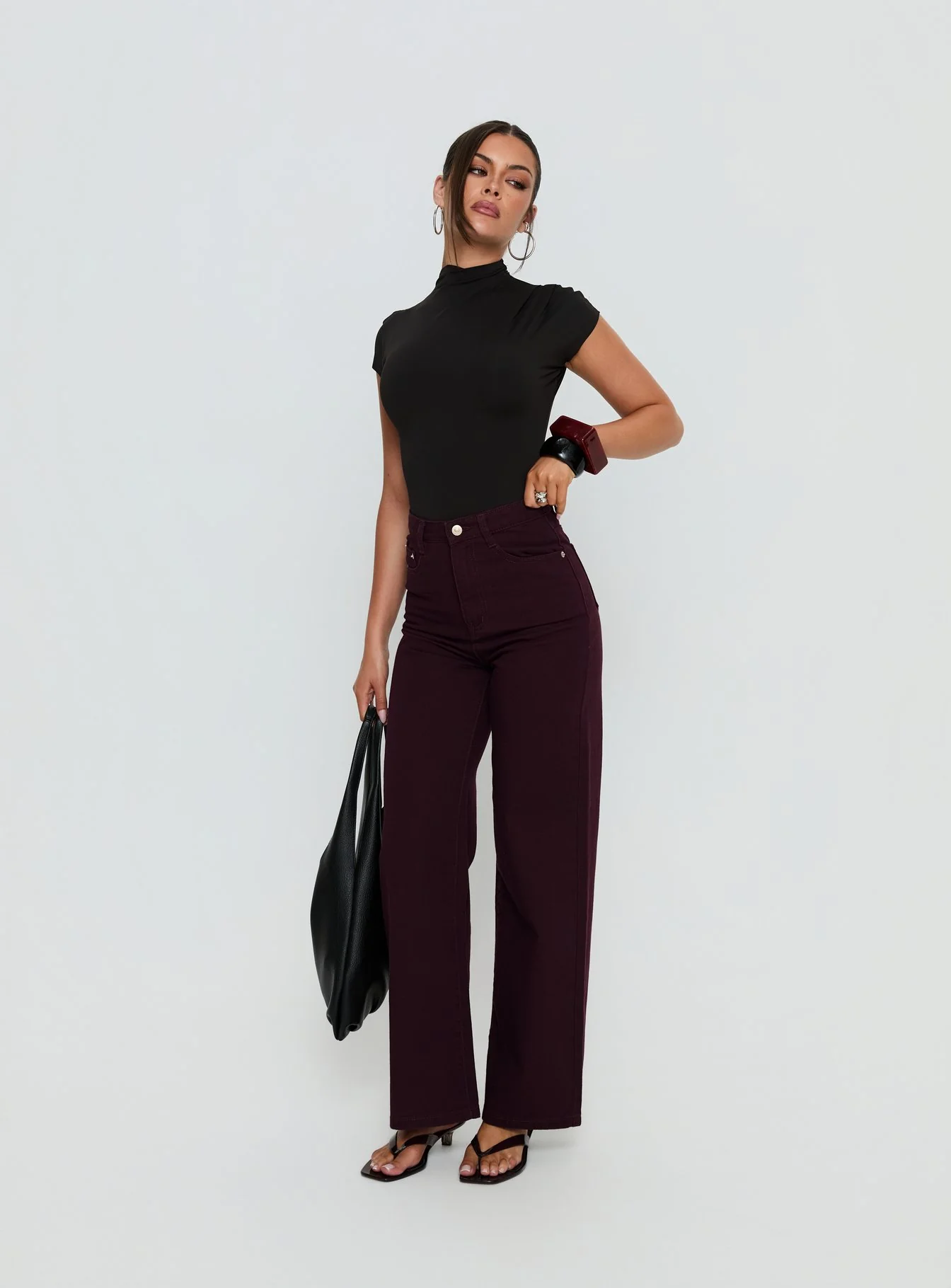 Nicolo High Rise Straight Leg Jeans Currant - Image 2