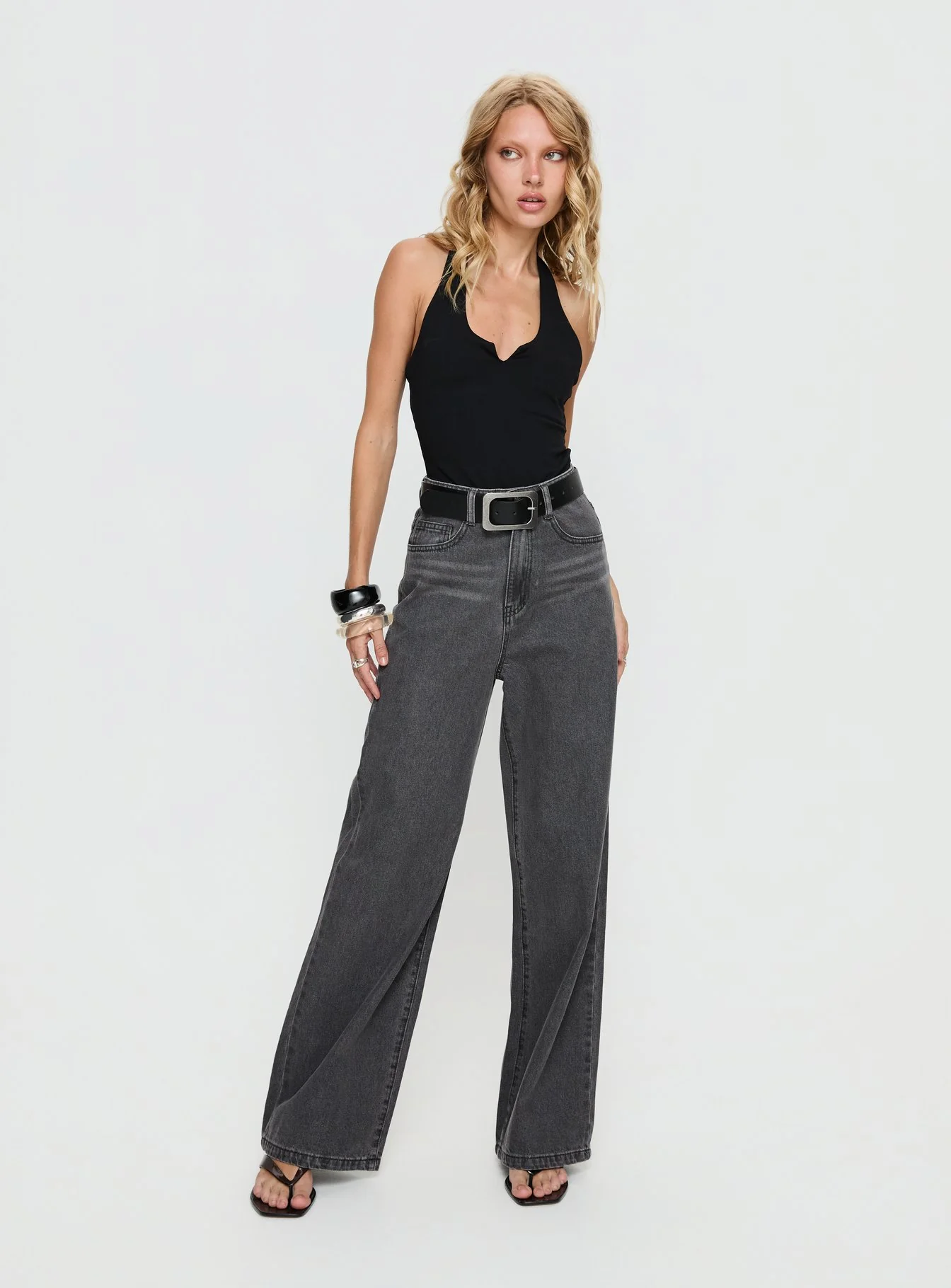 Nicolo High Rise Straight Leg Jeans Washed Grey - Image 2