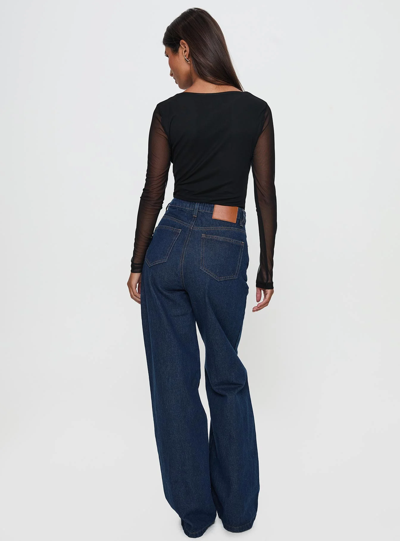 Nicolo High Rise Straight Leg Jeans Mid Raw Denim - Image 4