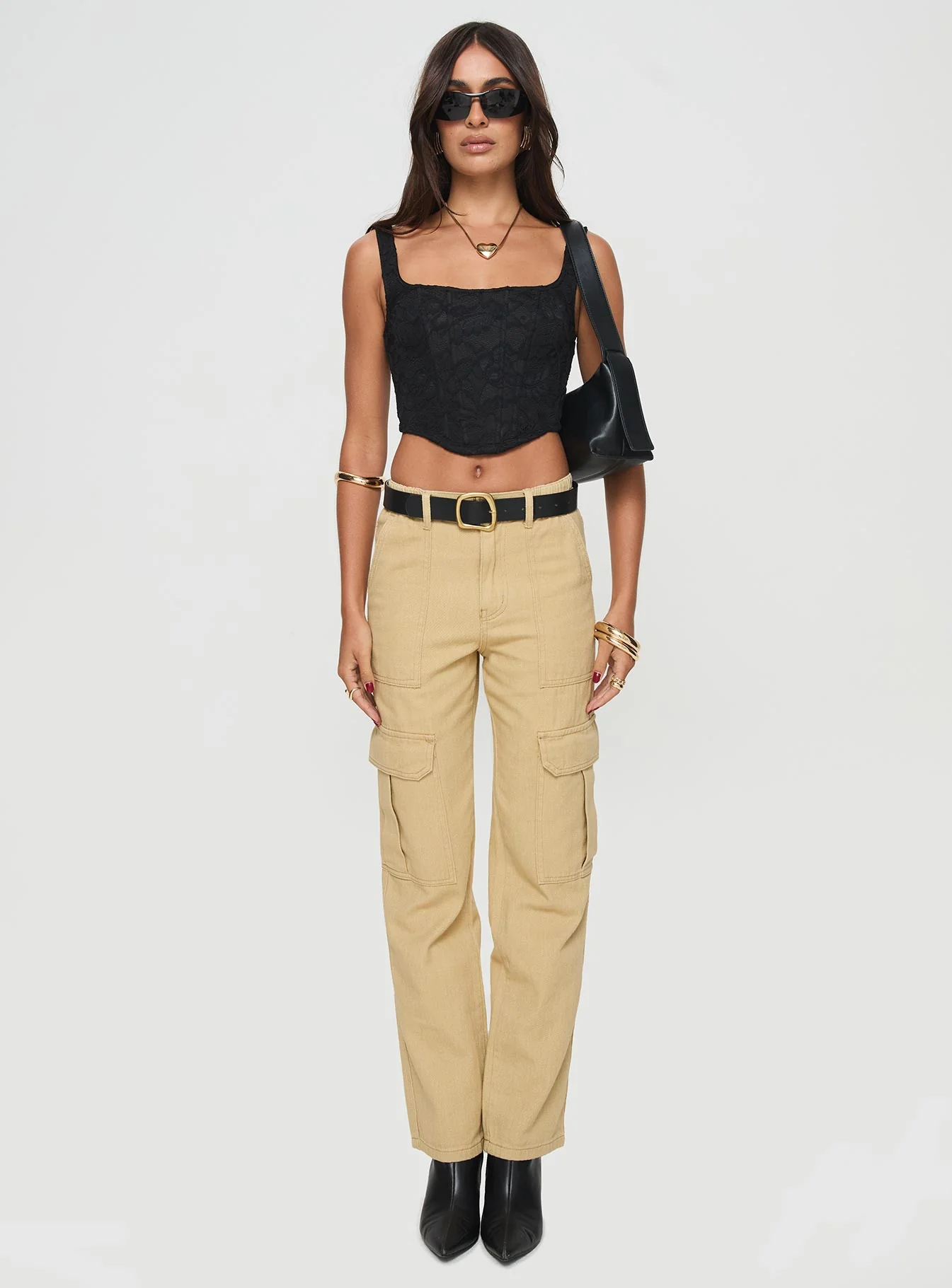 Nickei Utility Cargo Pants Beige - Image 6
