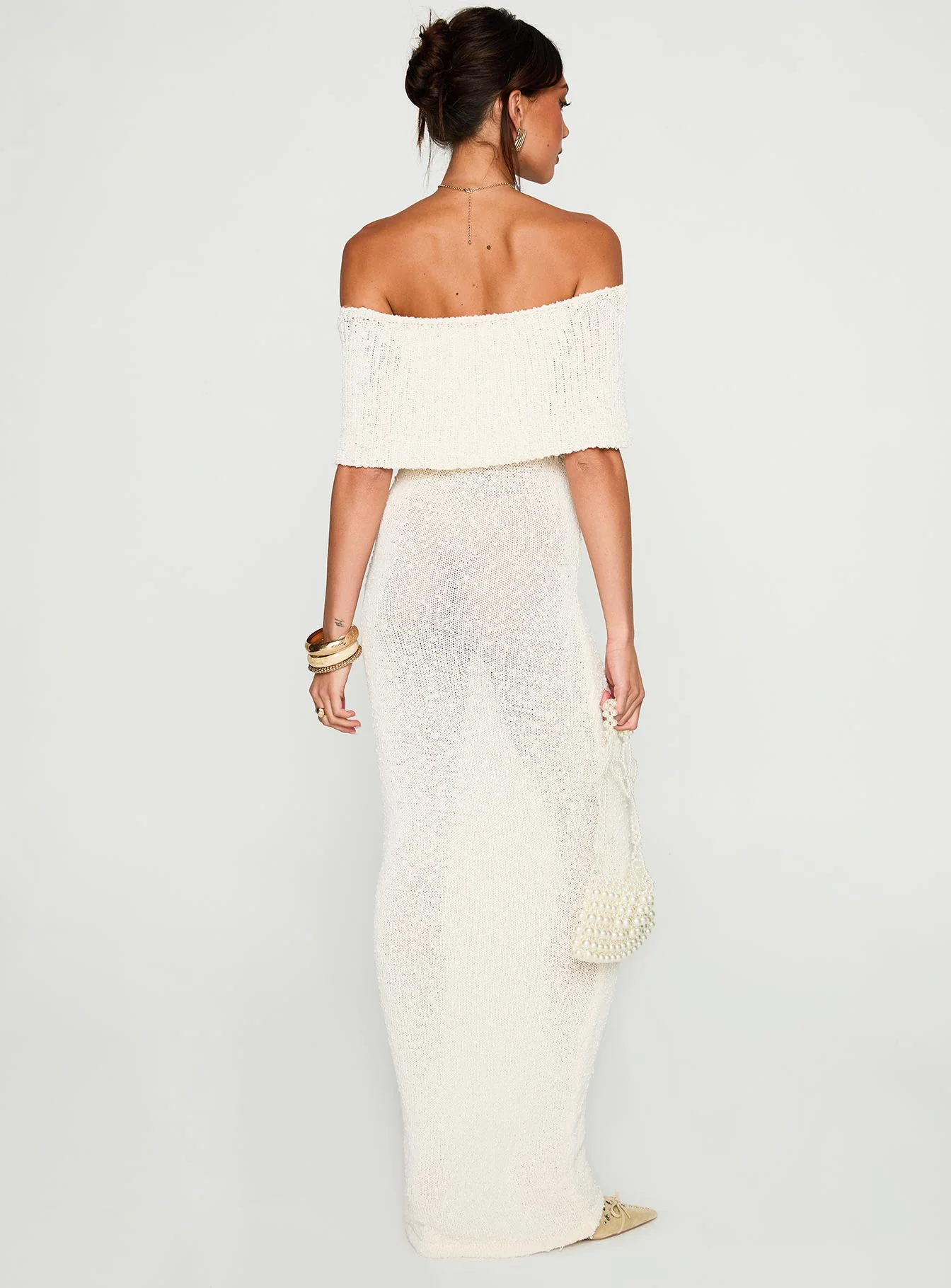 Nixen Strapless Knit Maxi Dress Cream - Image 5