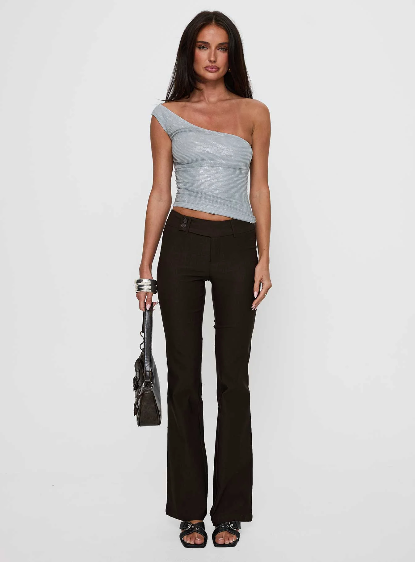 No Distractions One Shoulder Top Silver - Image 7
