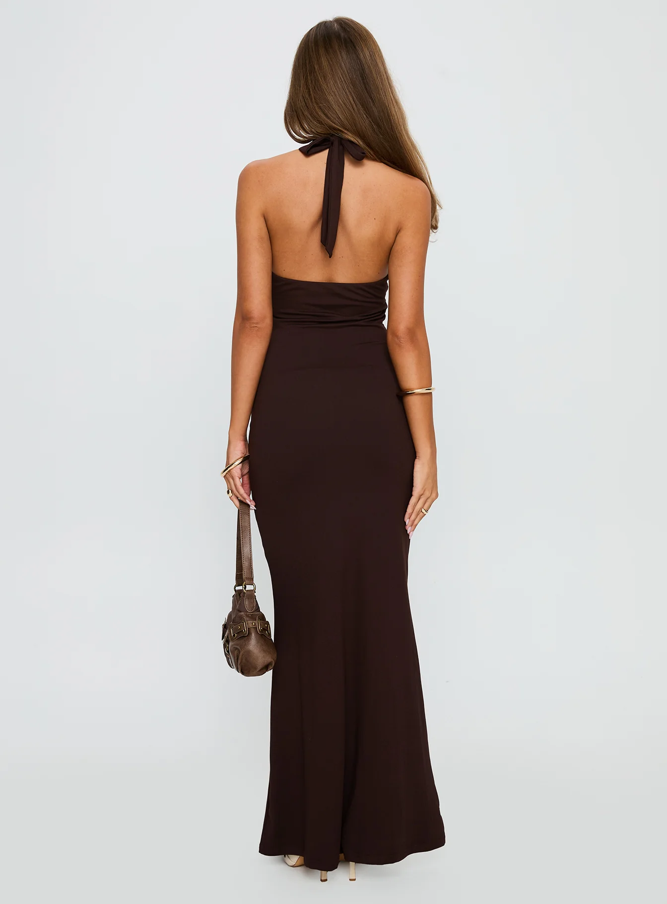 No Hard Feelings Twist Maxi Dress Brown - Image 5