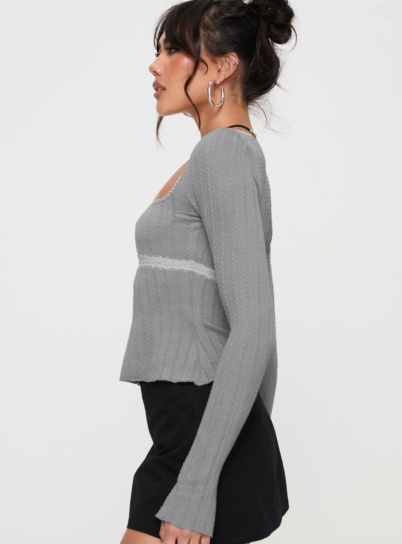 Noir Long Sleeve Top Grey - Image 4