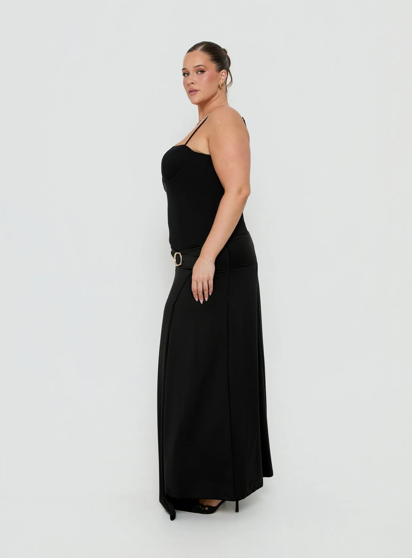 Nola Hardware Slit Maxi Skirt Black Curve - Image 4