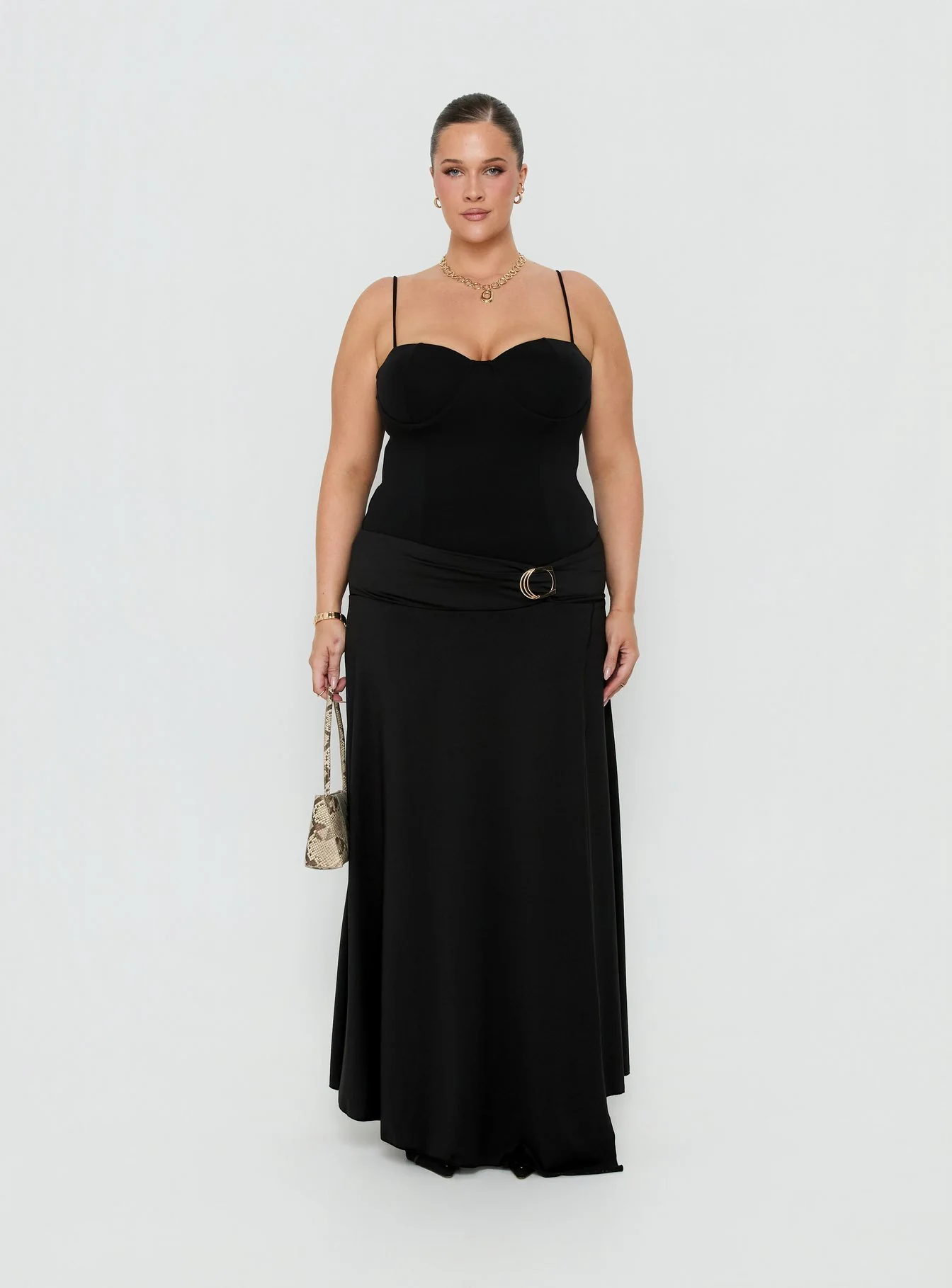 Nola Hardware Slit Maxi Skirt Black Curve - Image 7