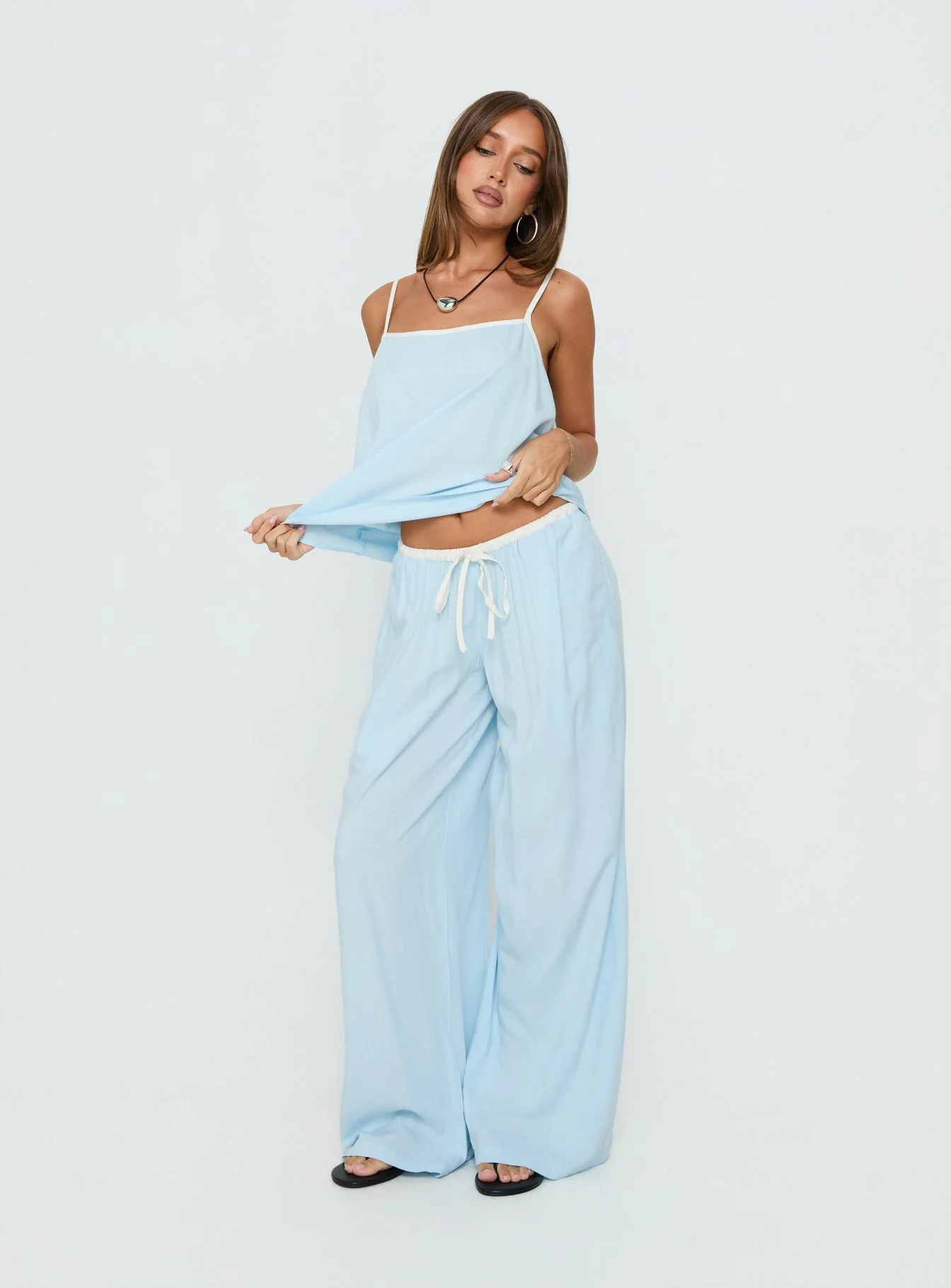 Nolei Contrast Pants Set Blue / White - Image 2