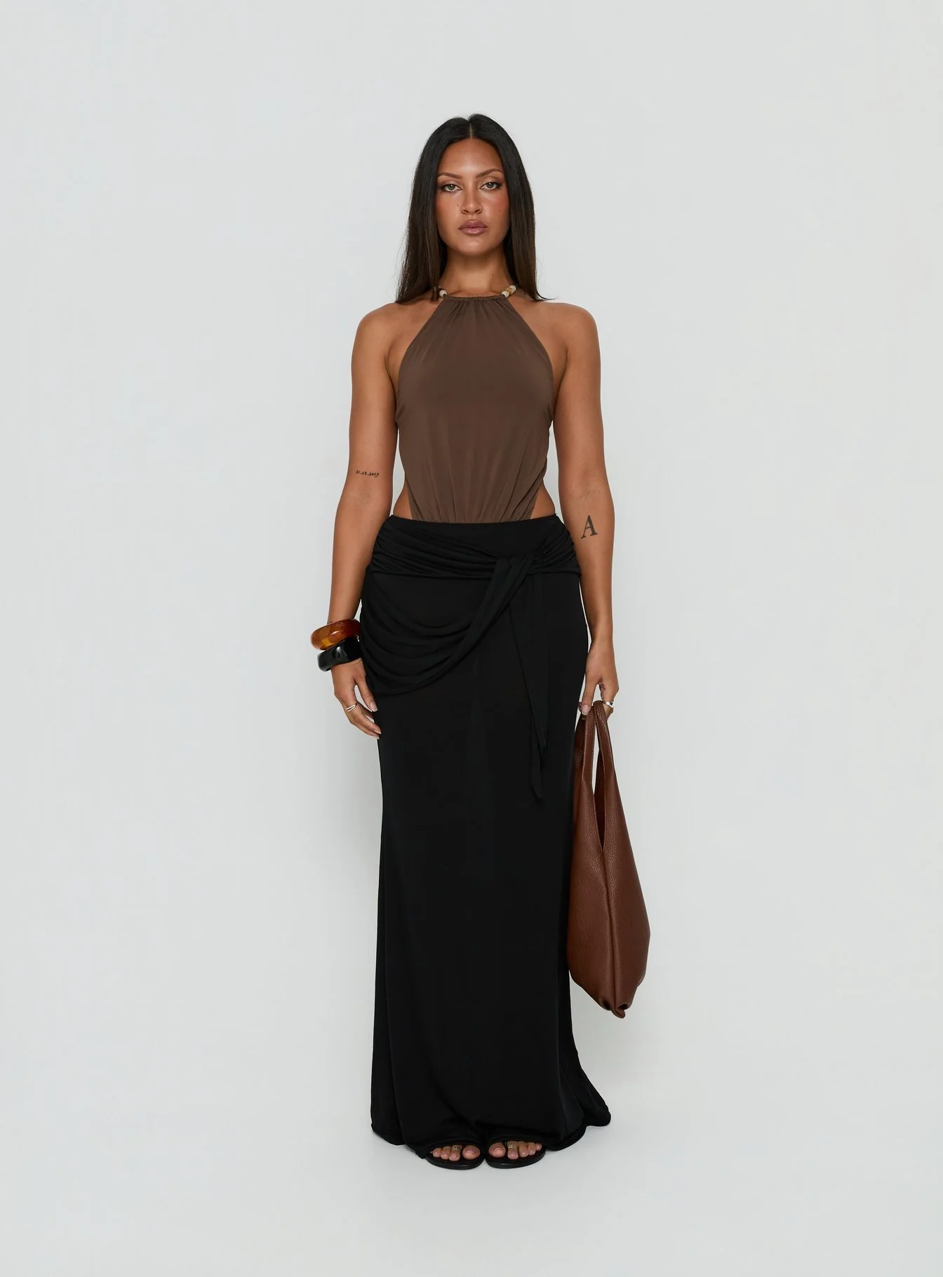 Noree Bead Detail Bodysuit Mocha - Image 9