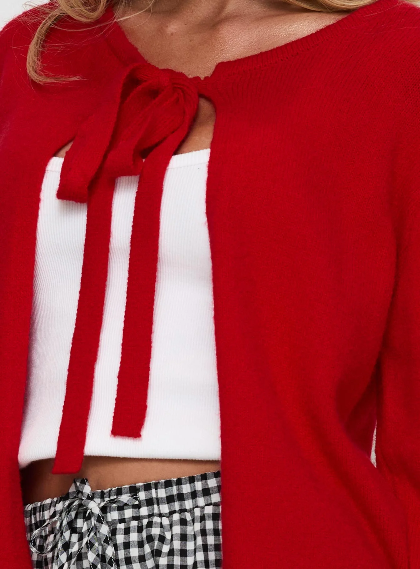 Norine Tie Up Knit Sweater Red - Image 6