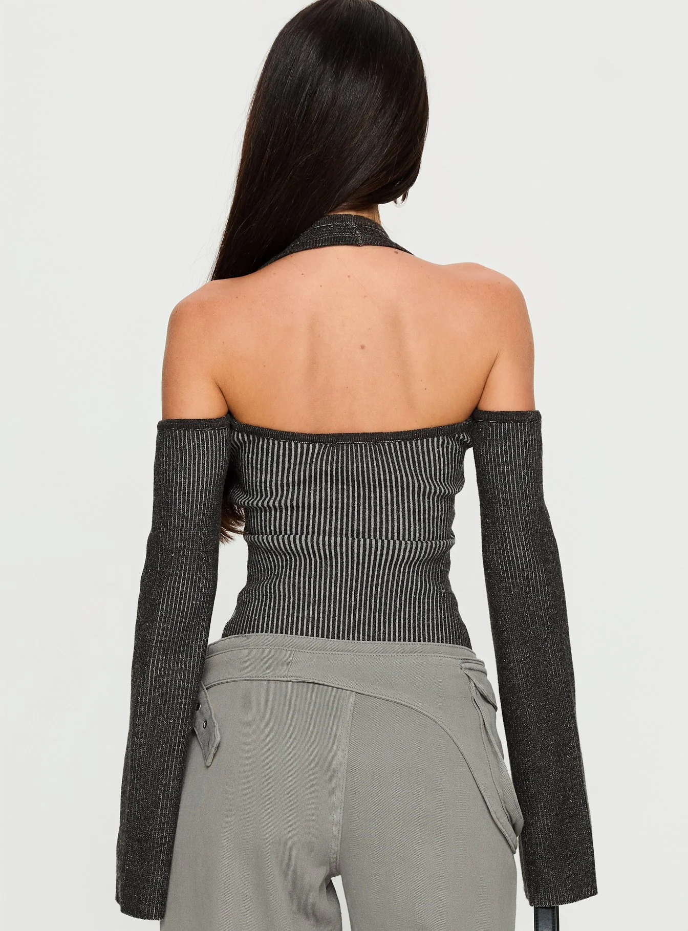 Novelia Halter Long Sleeve Top Black - Image 4