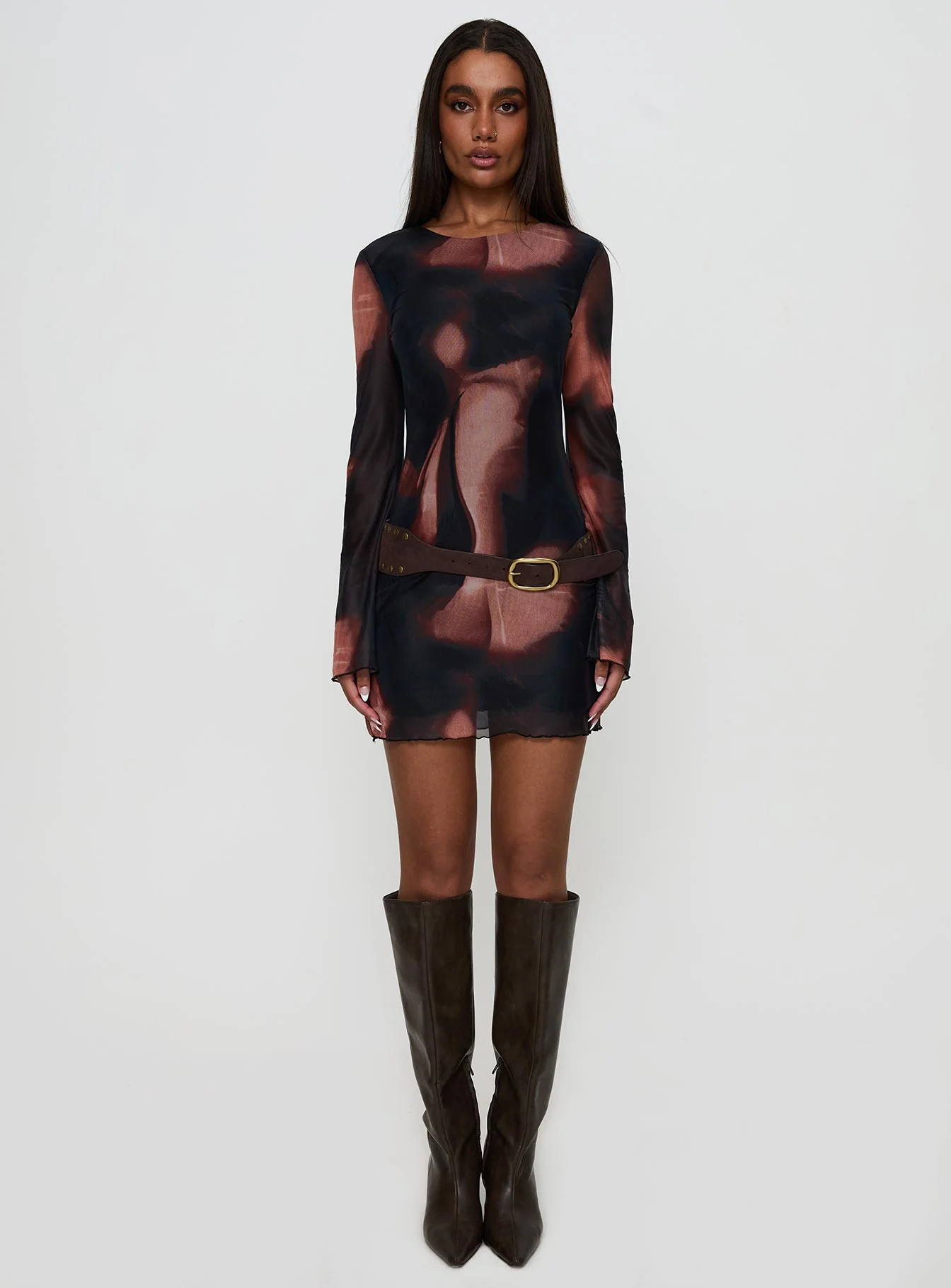 Nyxia Long Sleeve Mini Dress Multi - Image 7