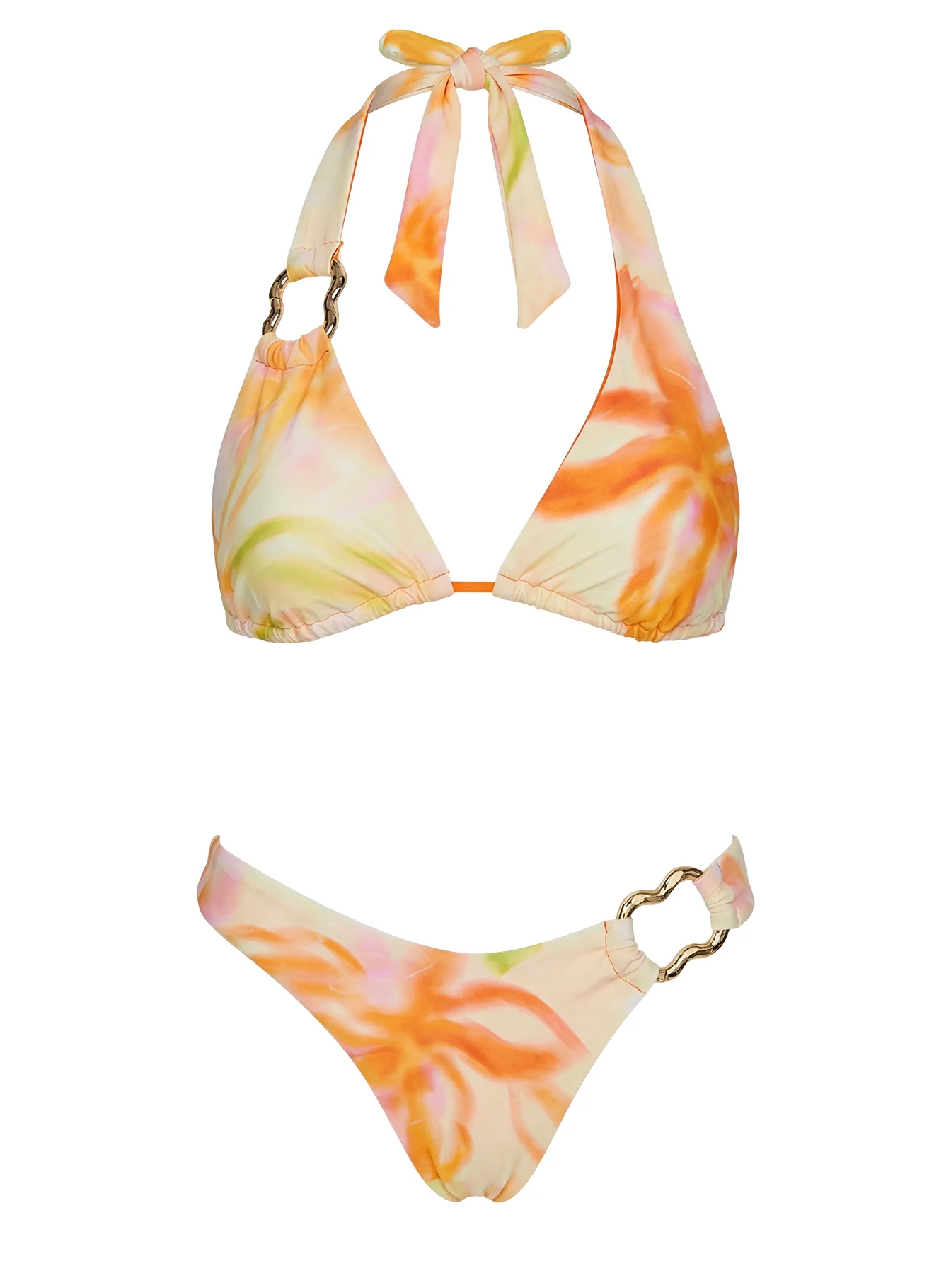 Ocean Haze Halter Bikini Top Yellow Floral - Image 6