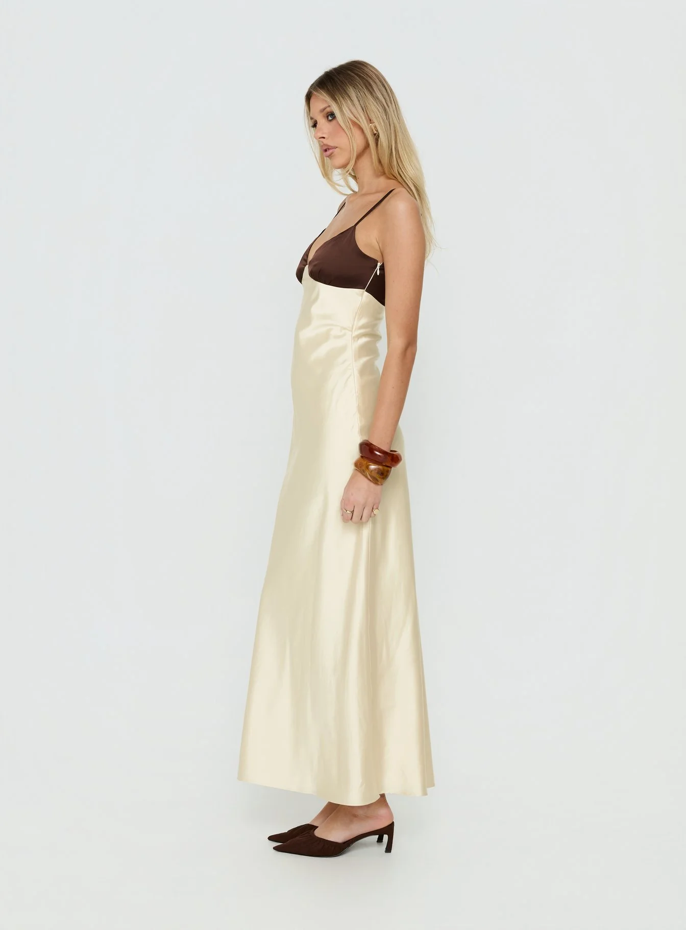 Odyessa V Neck Maxi Dress Brown / Yellow - Image 3