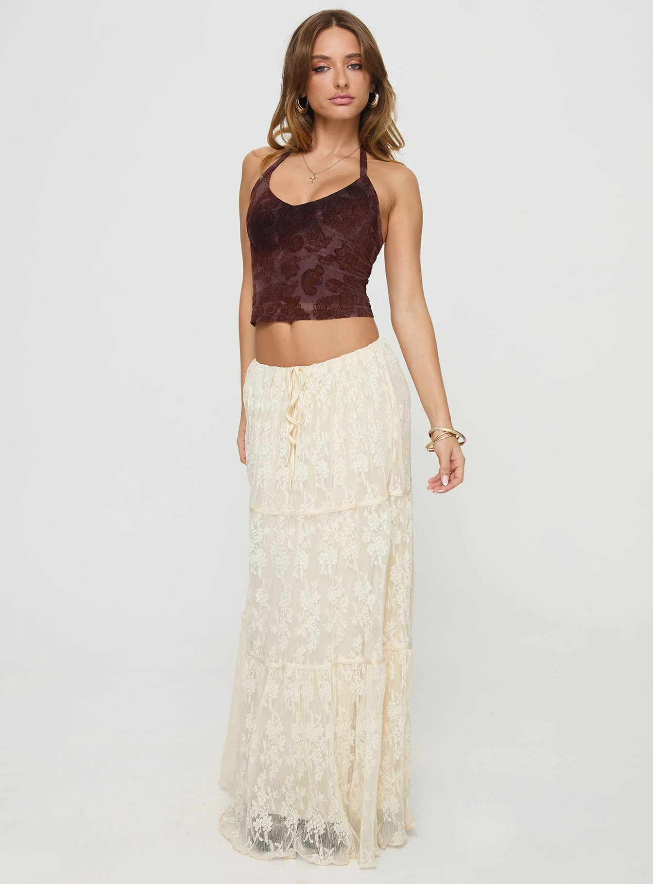 Oh Plisse Maxi Skirt Cream - Image 3