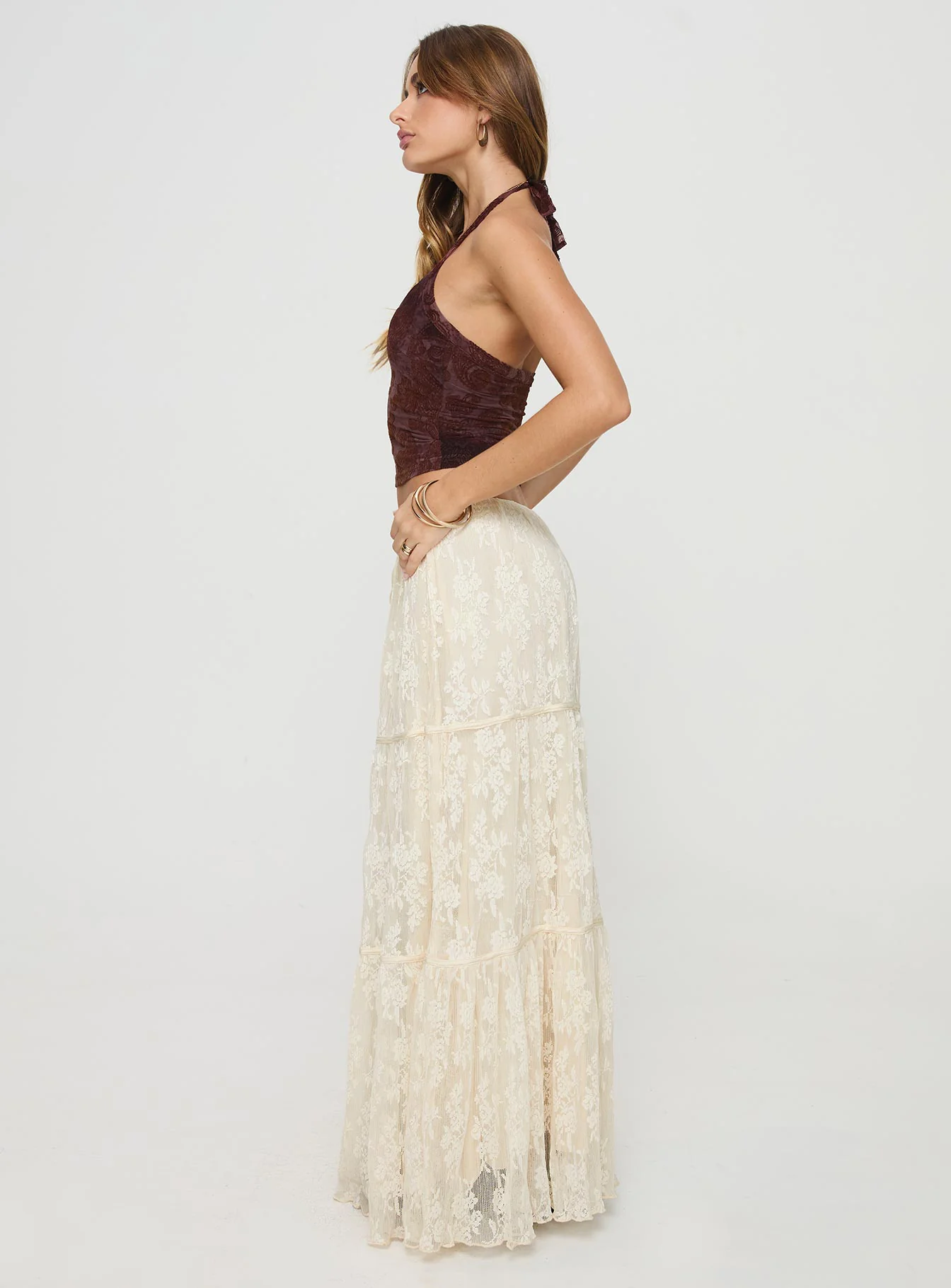 Oh Plisse Maxi Skirt Cream - Image 4