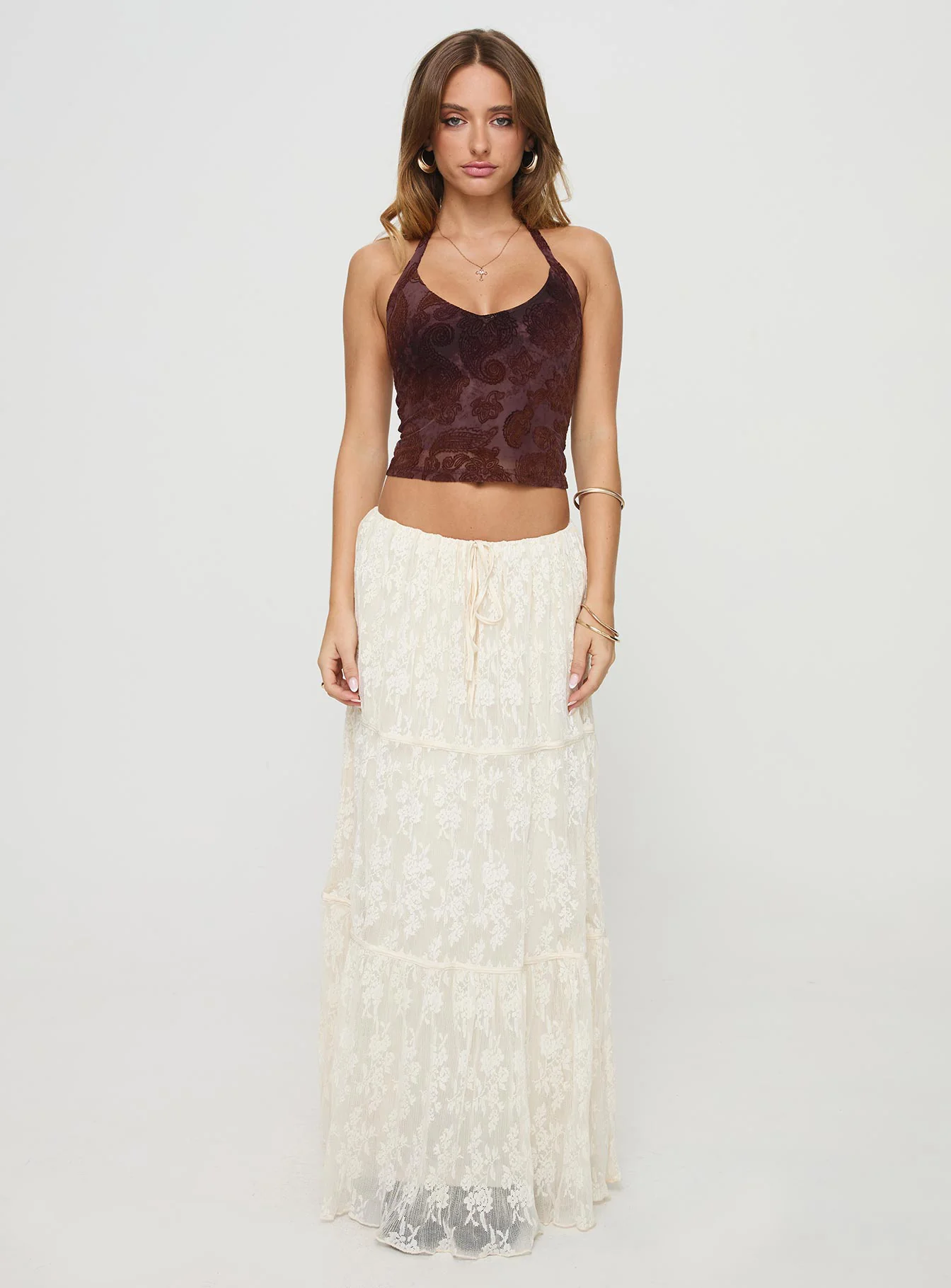 Oh Plisse Maxi Skirt Cream - Image 7