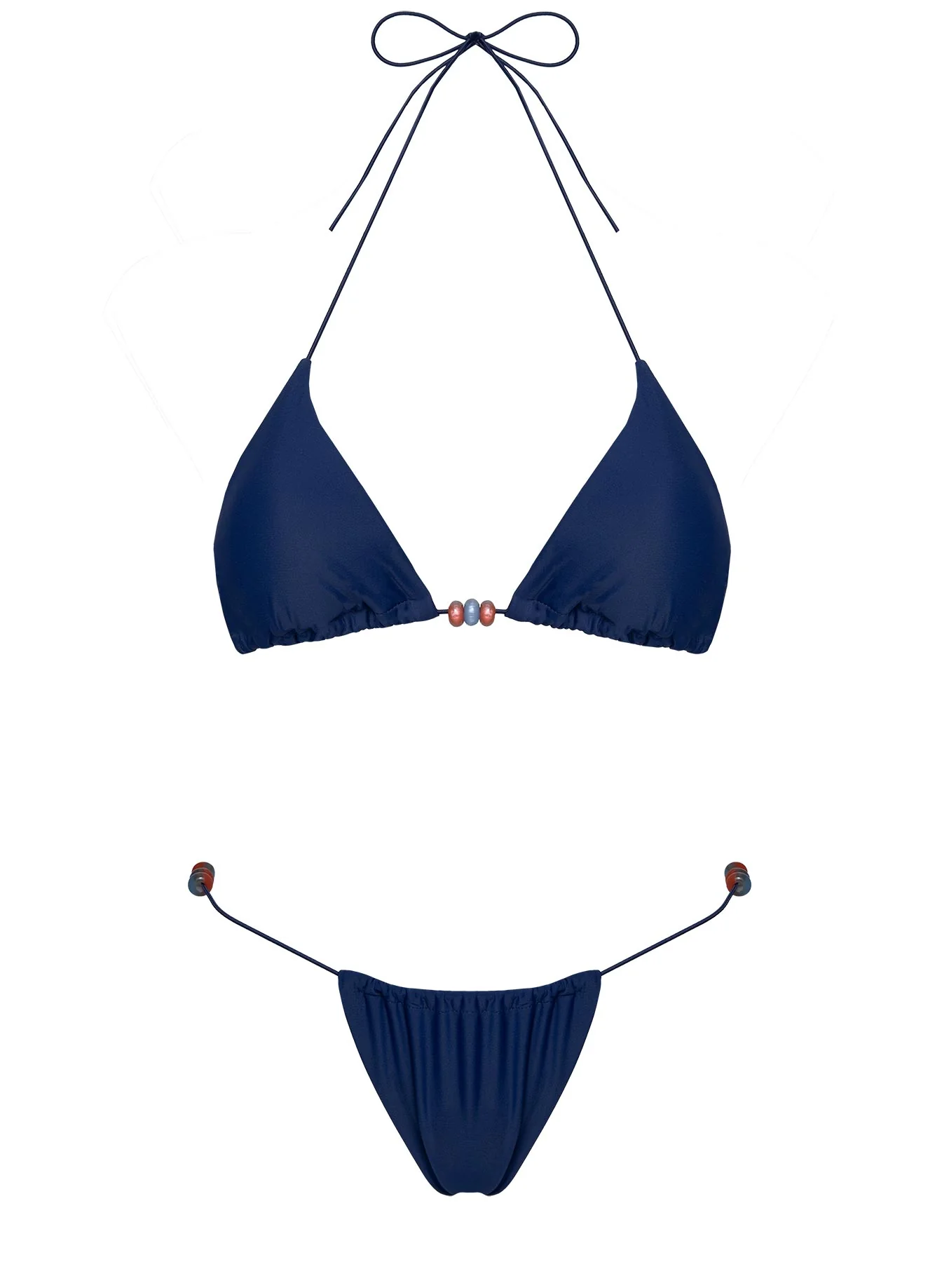 On Island Time String Bead Detail Bikini Top Navy - Image 5