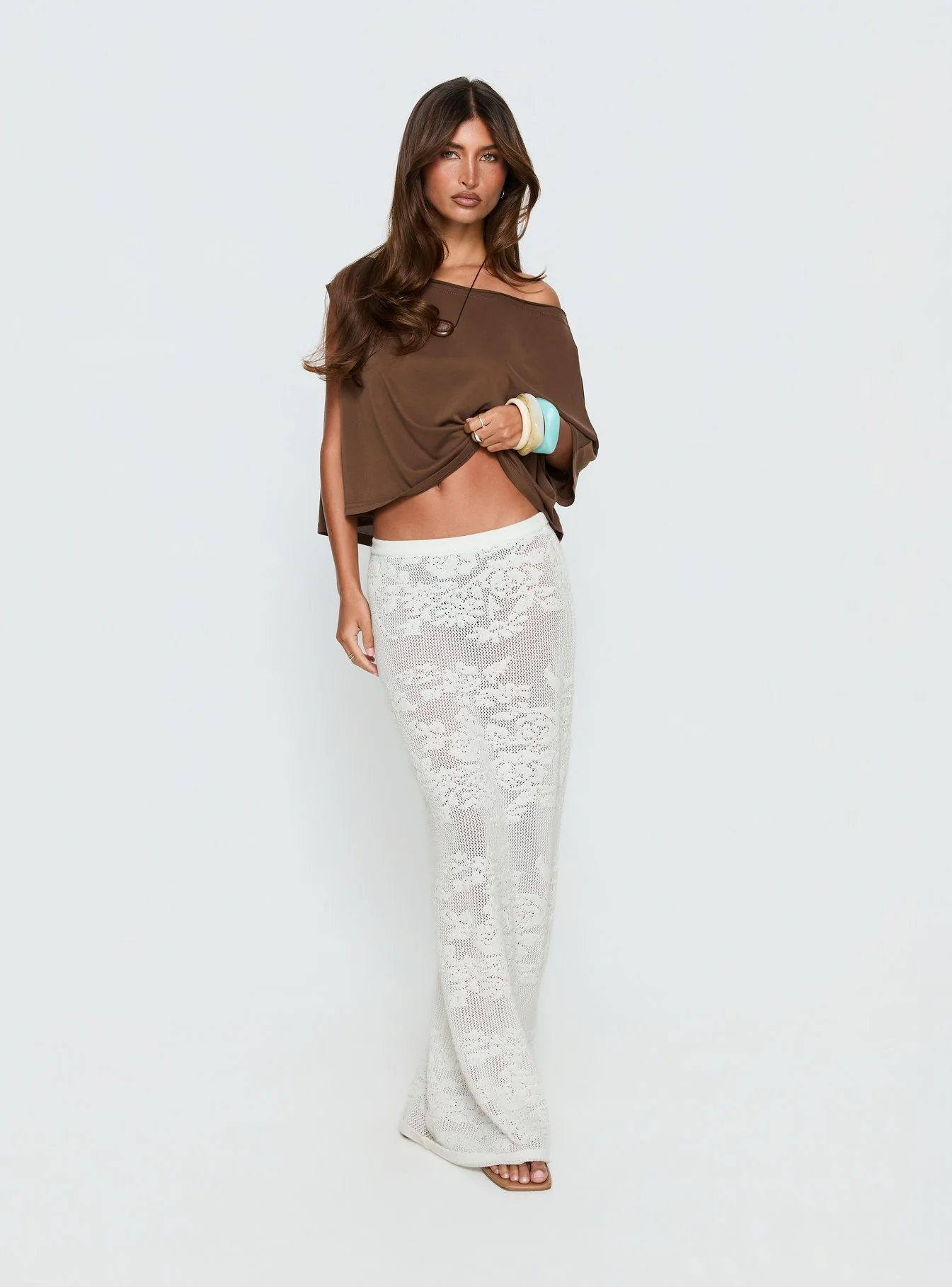 Opresia Crochet Maxi Skirt White - Image 2
