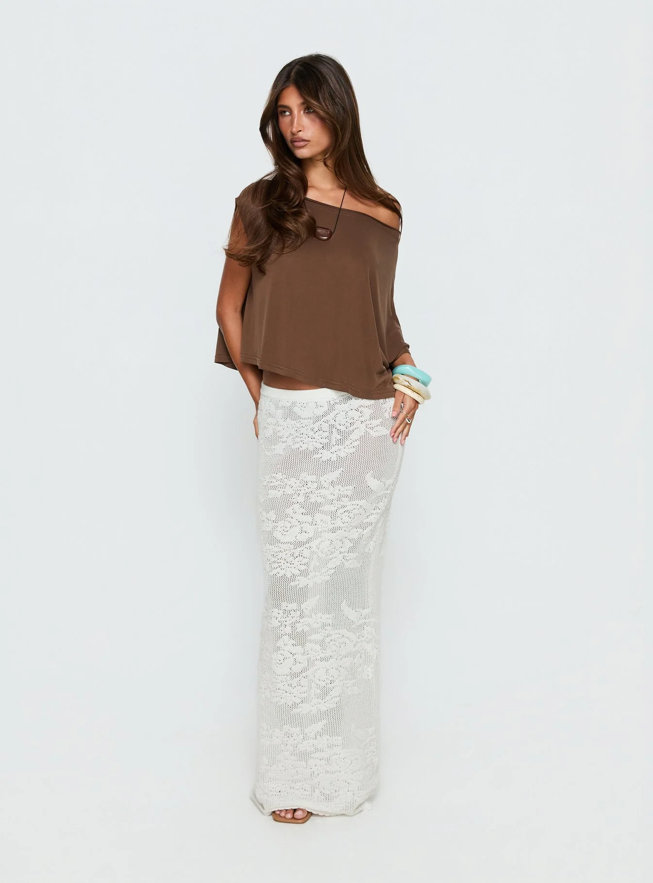 Opresia Crochet Maxi Skirt White - Image 3