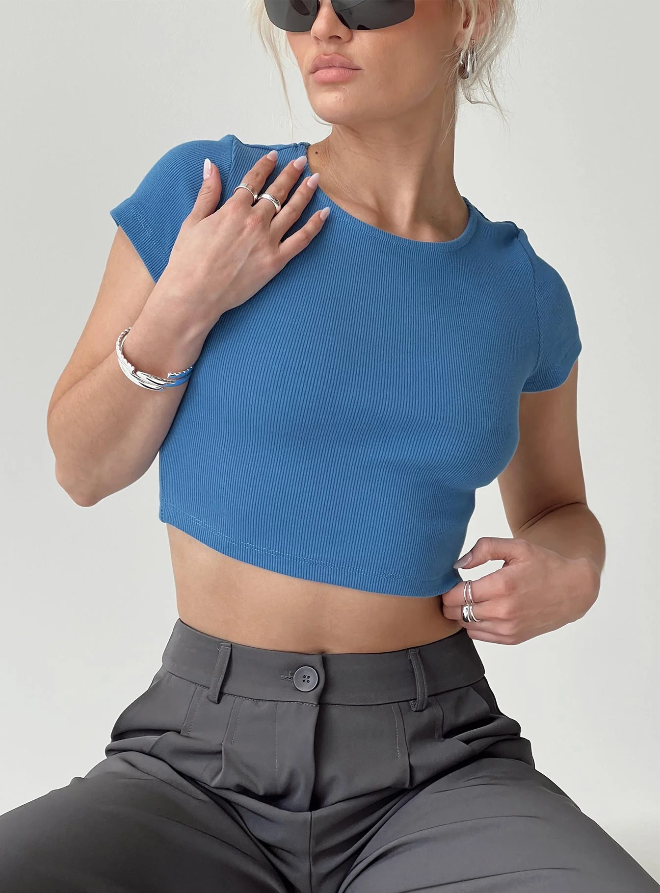 Classic Crop Tee Blue - Image 9