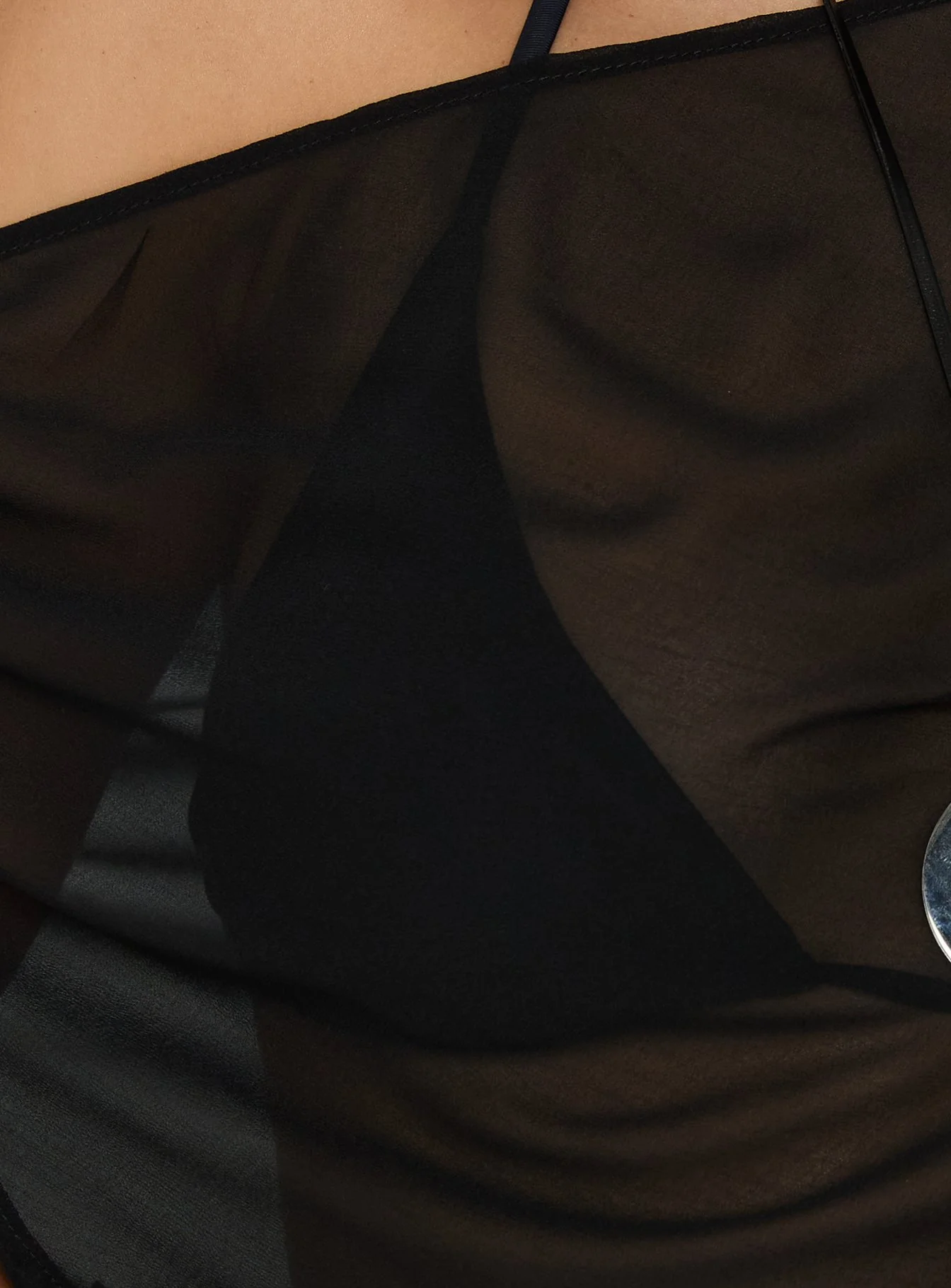 Orya Sheer Drape Off Shoulder Top Black - Image 6