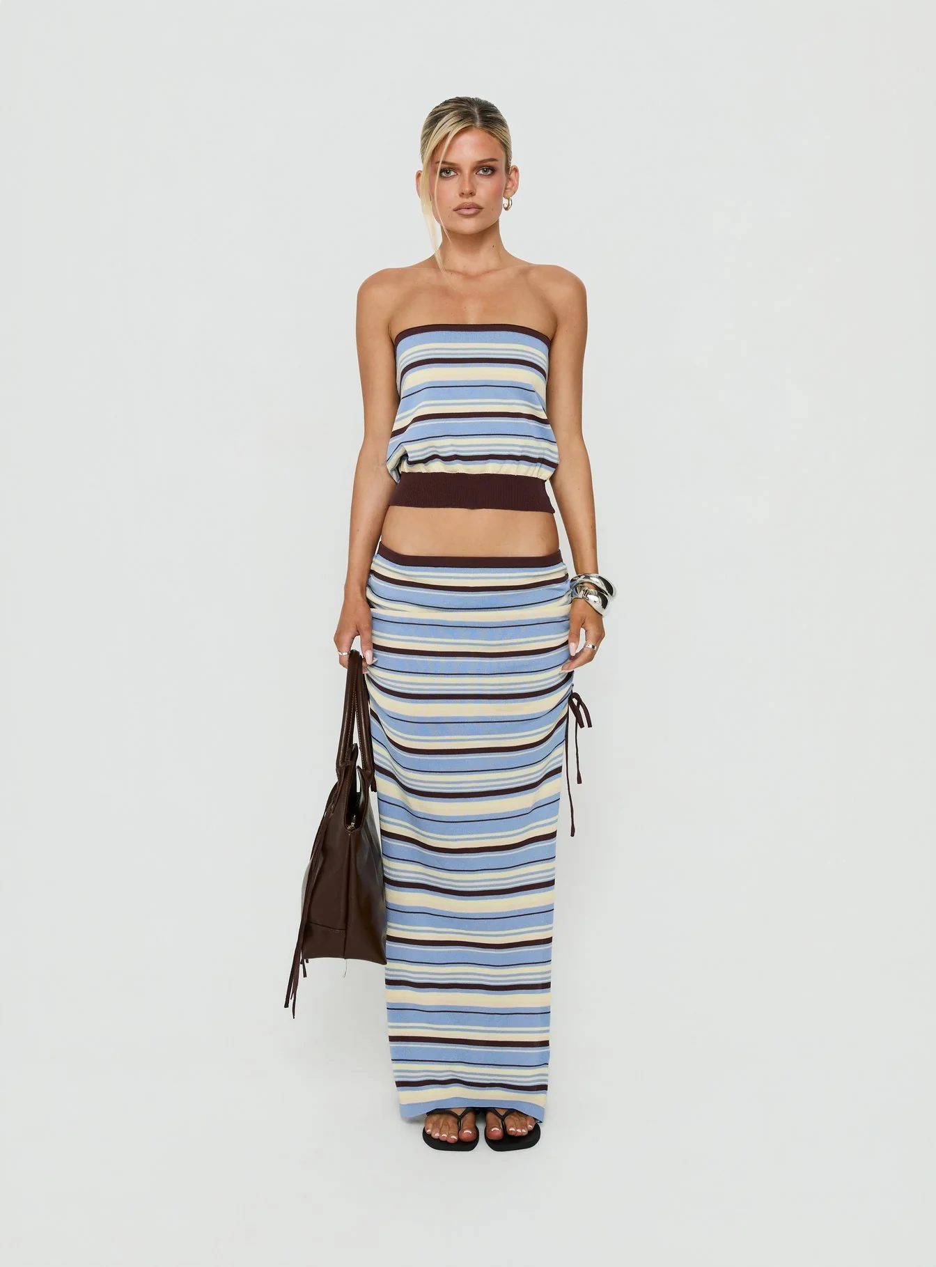 Osamie Knit Strapless Top Multi Stripe - Image 6