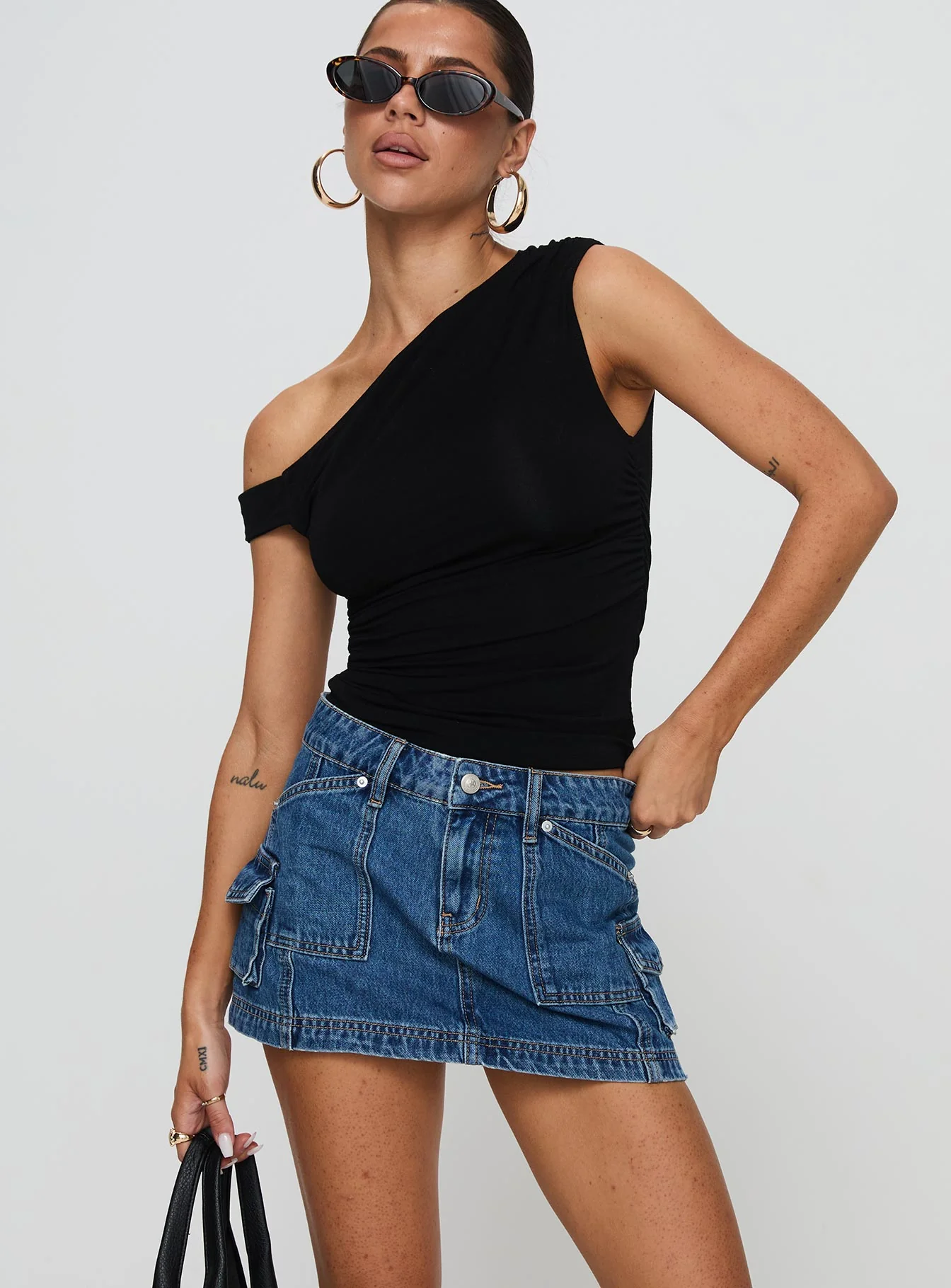 Pacific Coast Denim Cargo Skirt Dark Wash - Image 2
