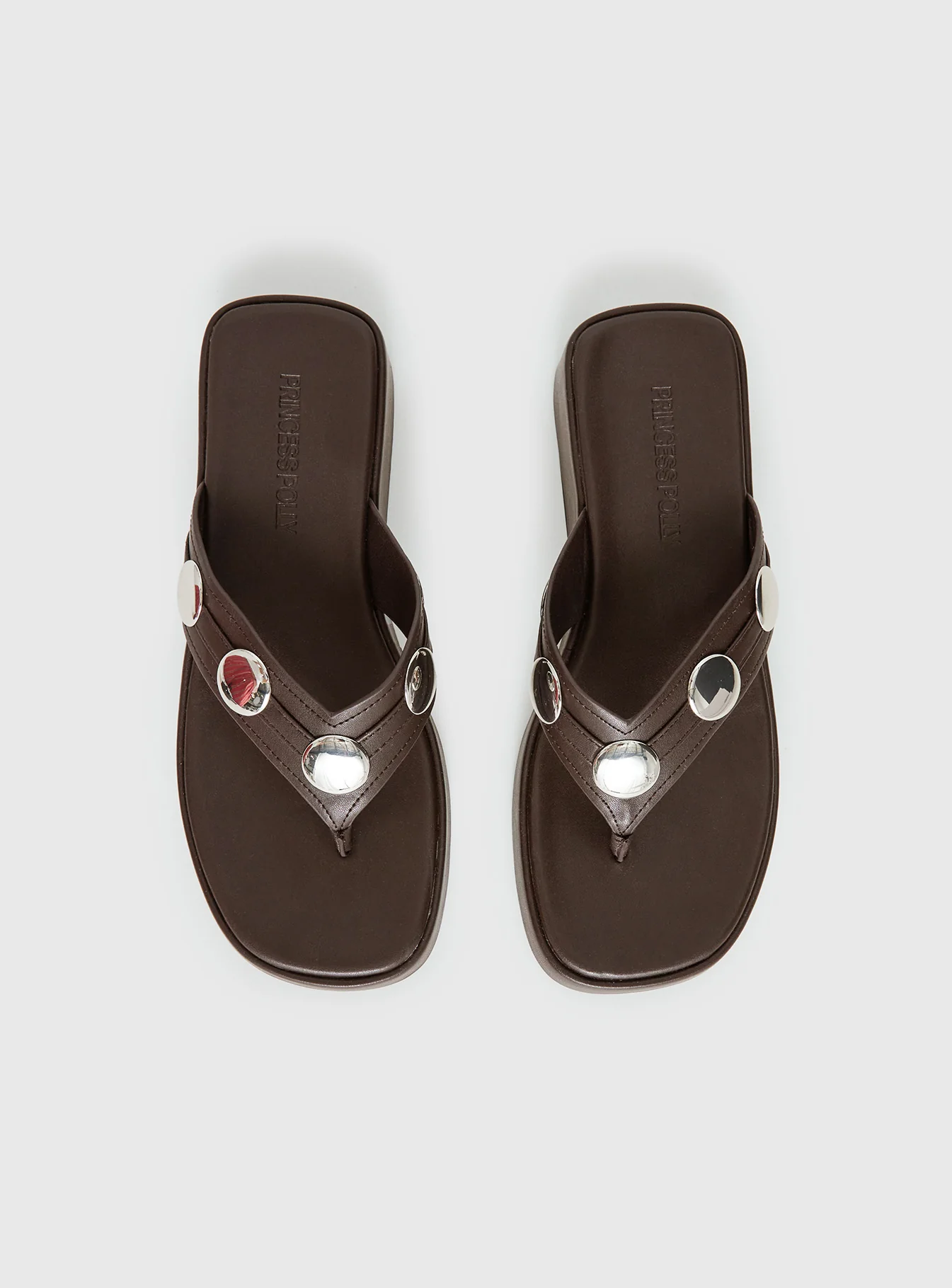 Paislee Stud Detail Sandals Brown - Image 5