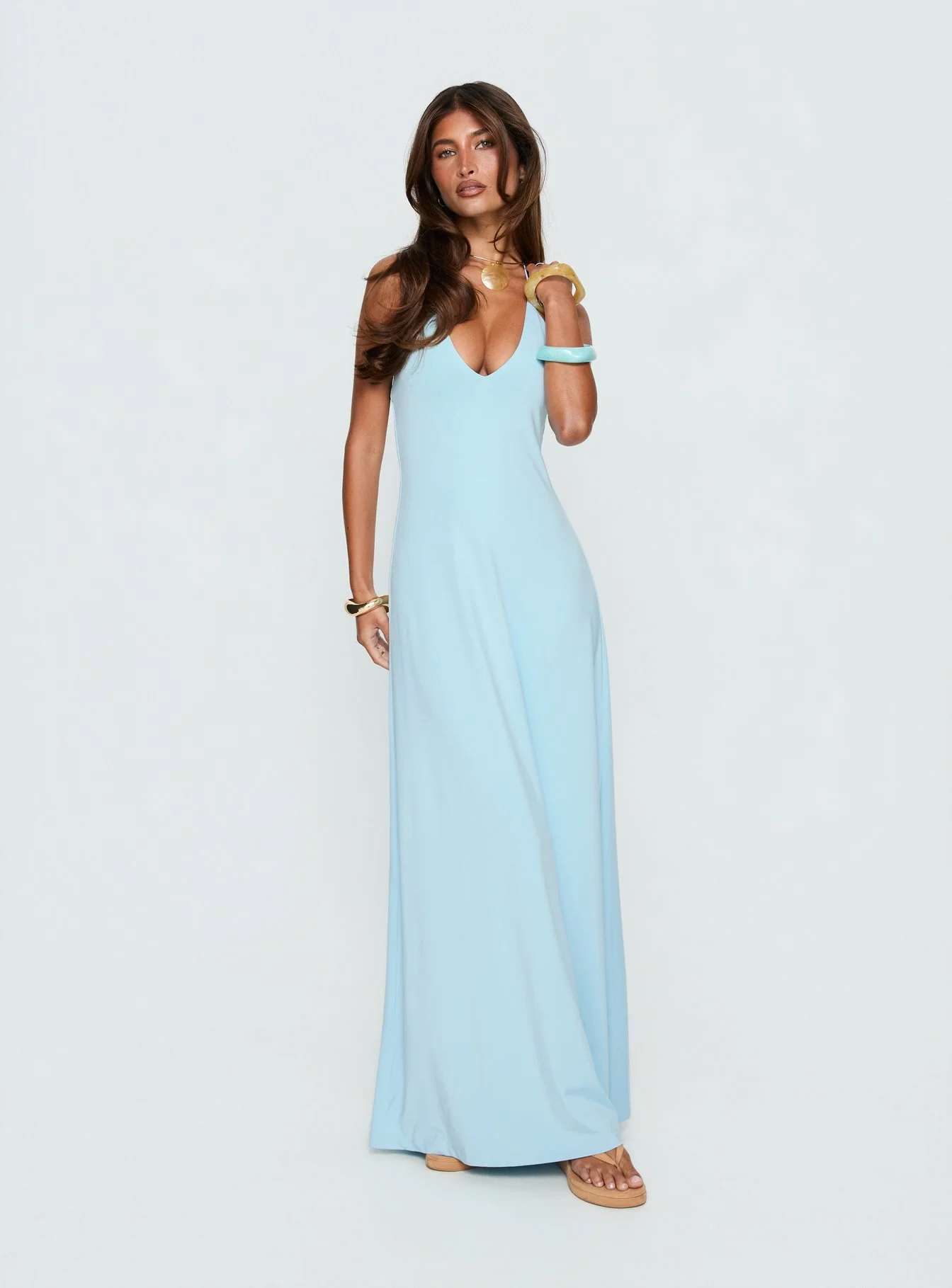 Palmas Halter Maxi Dress Baby Blue - Image 2