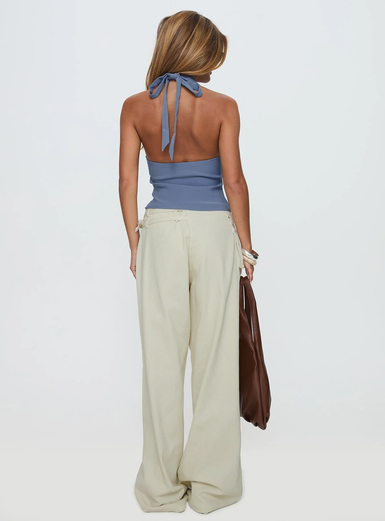 Paltrow Mid Rise Wide Leg Cargo Jeans Cream Petite - Image 5