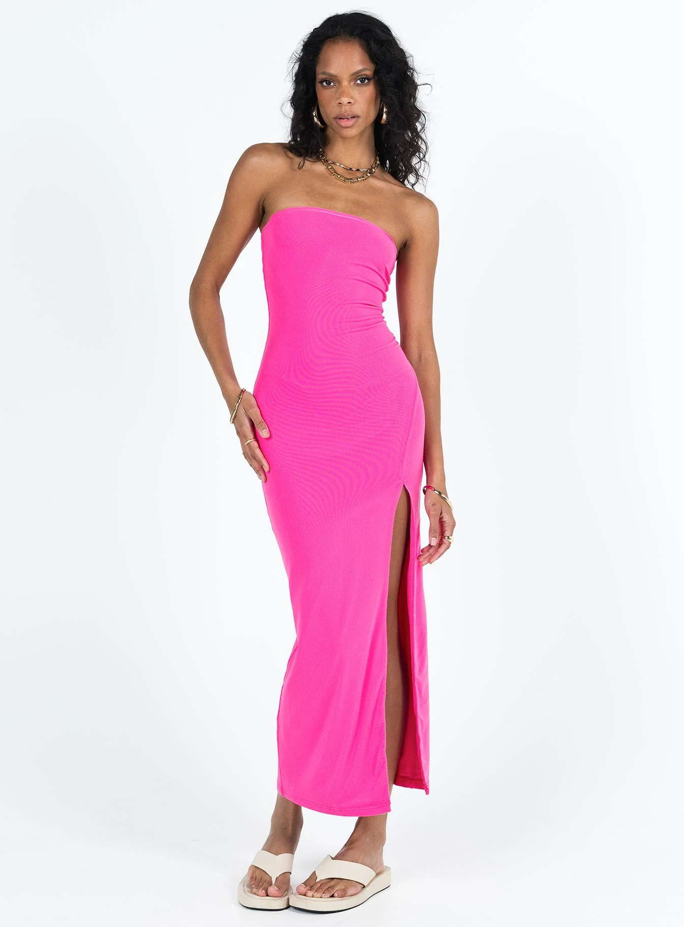 Panama Strapless Maxi Dress Hot Pink - Image 5