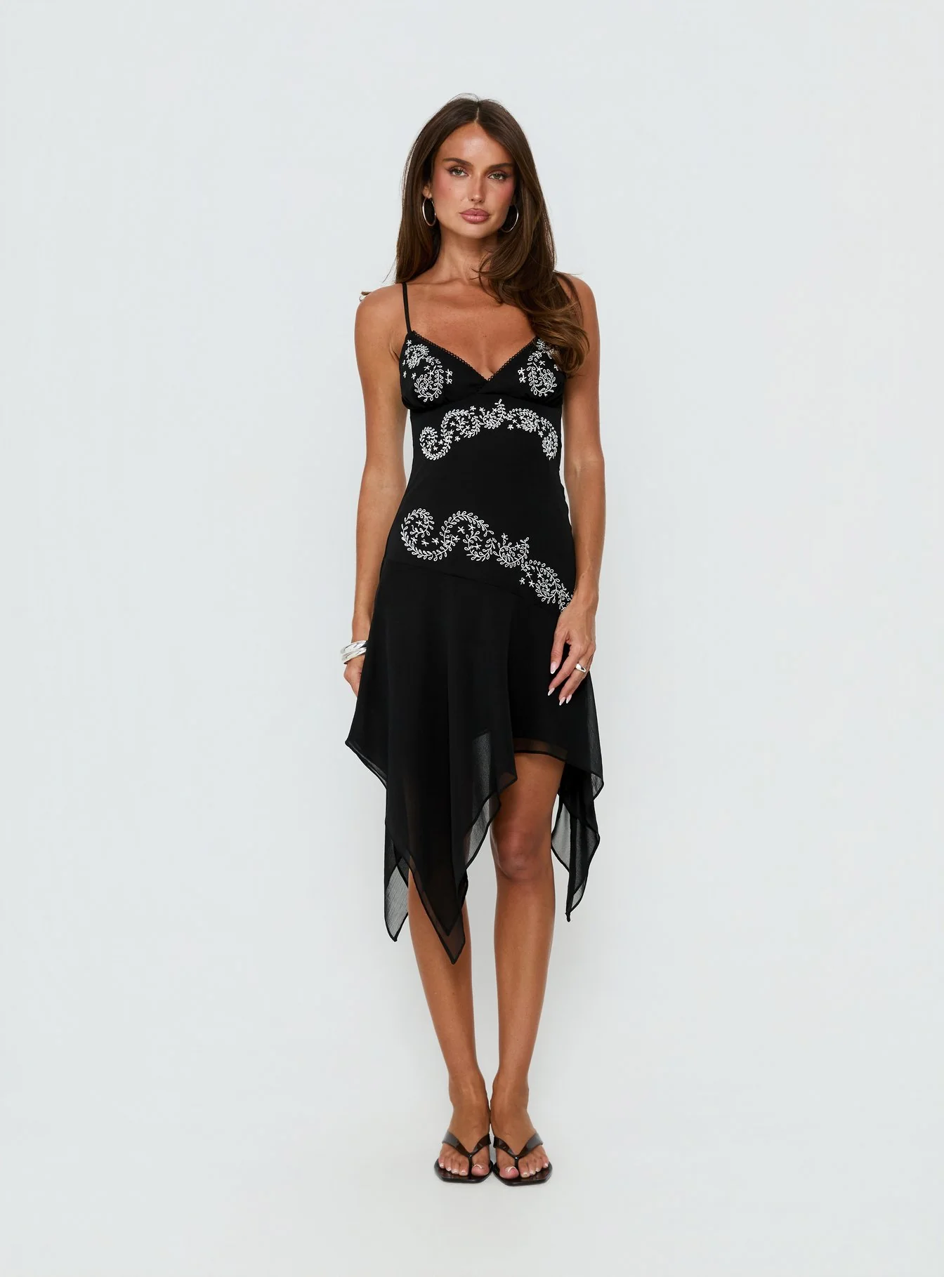 Pappilion Asymmetrical Midi Dress Black - Image 7