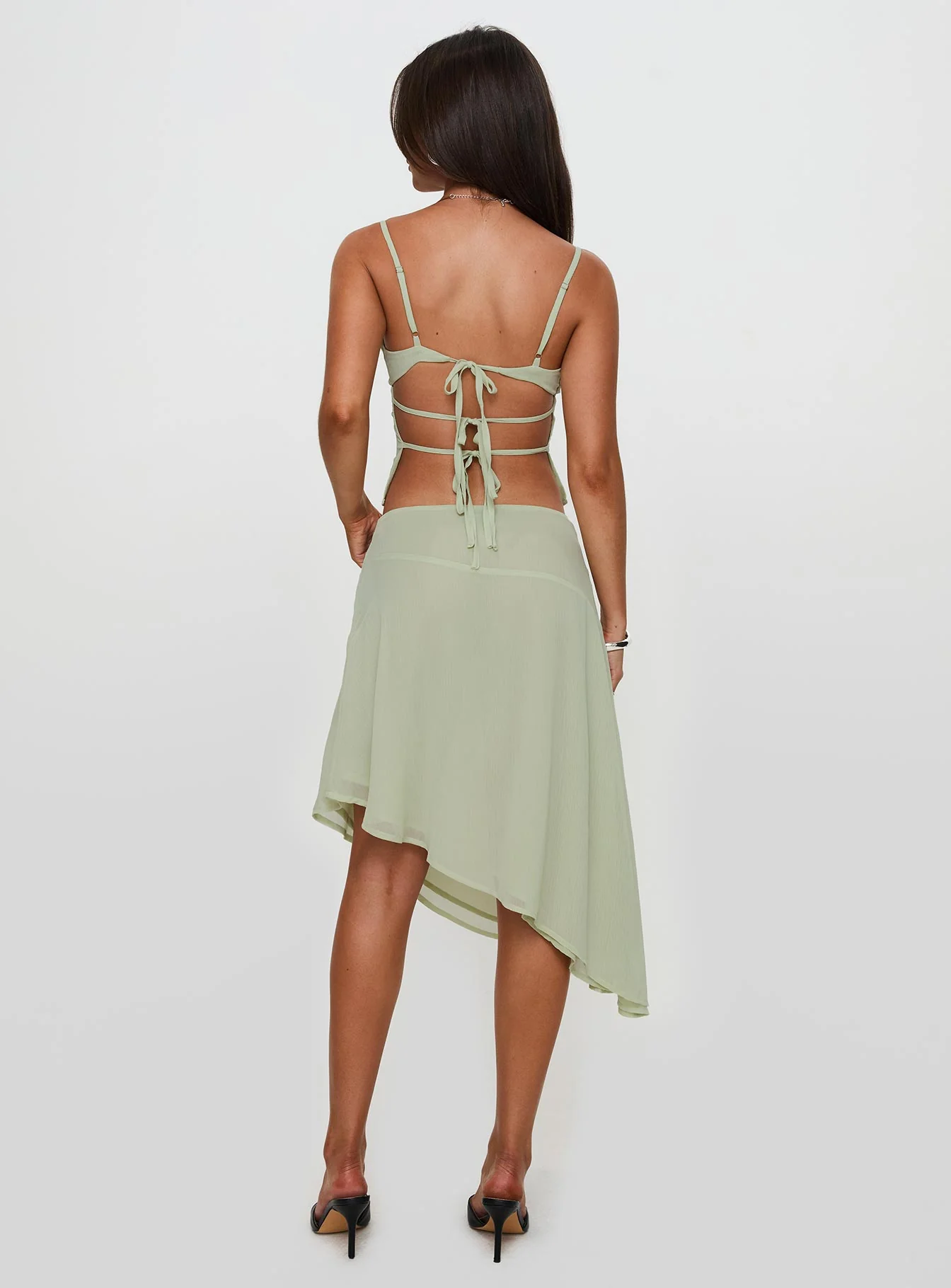 Pappilion Asymmetrical Midi Skirt Sage - Image 9
