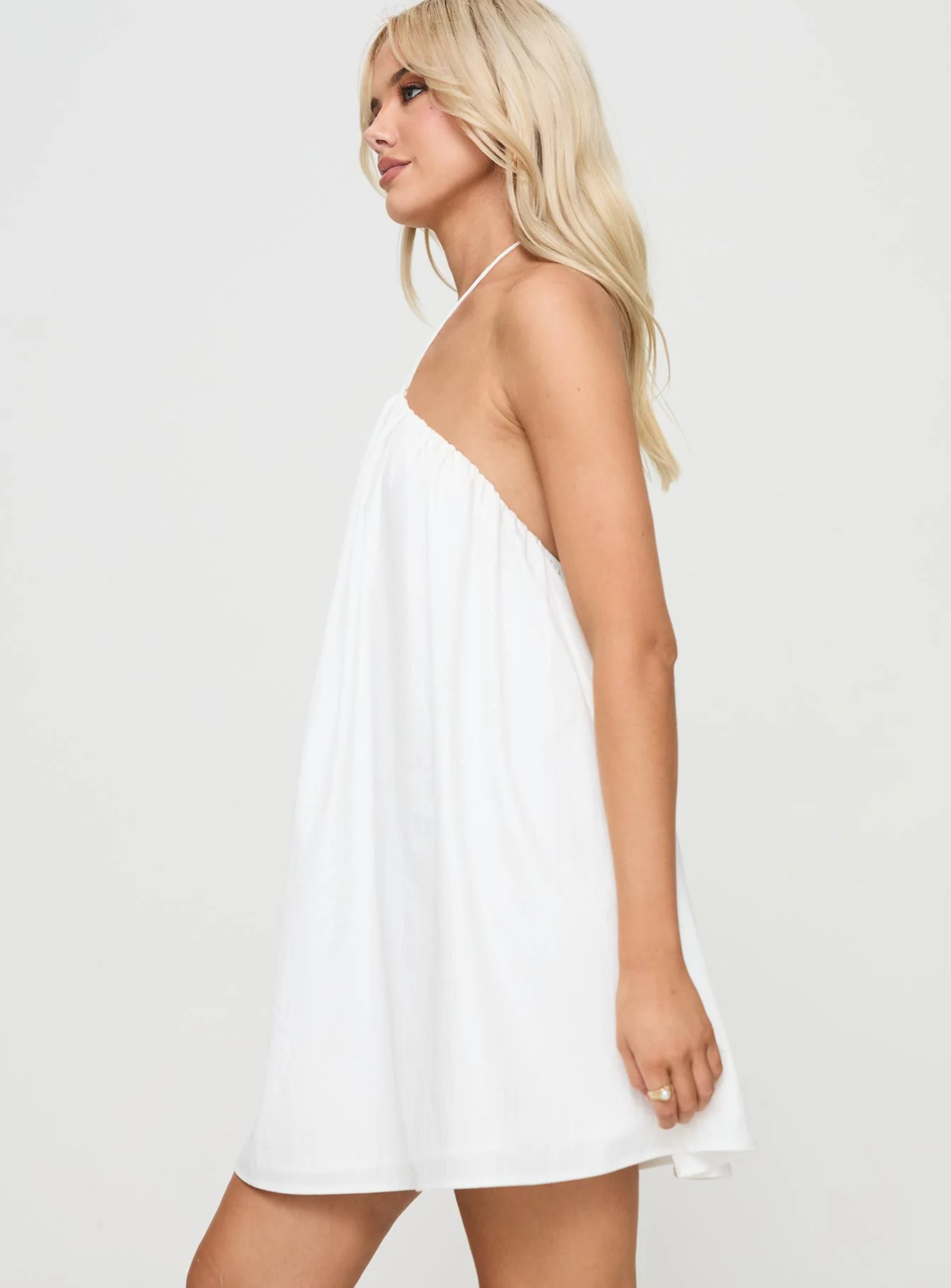 Peaco Halter Mini Dress White - Image 4