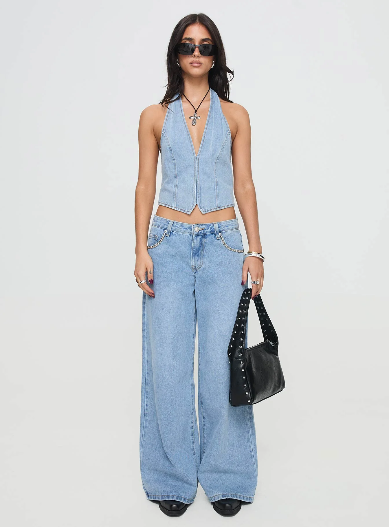 Pearlisle Low Rise Baggy Jeans Light Wash - Image 7