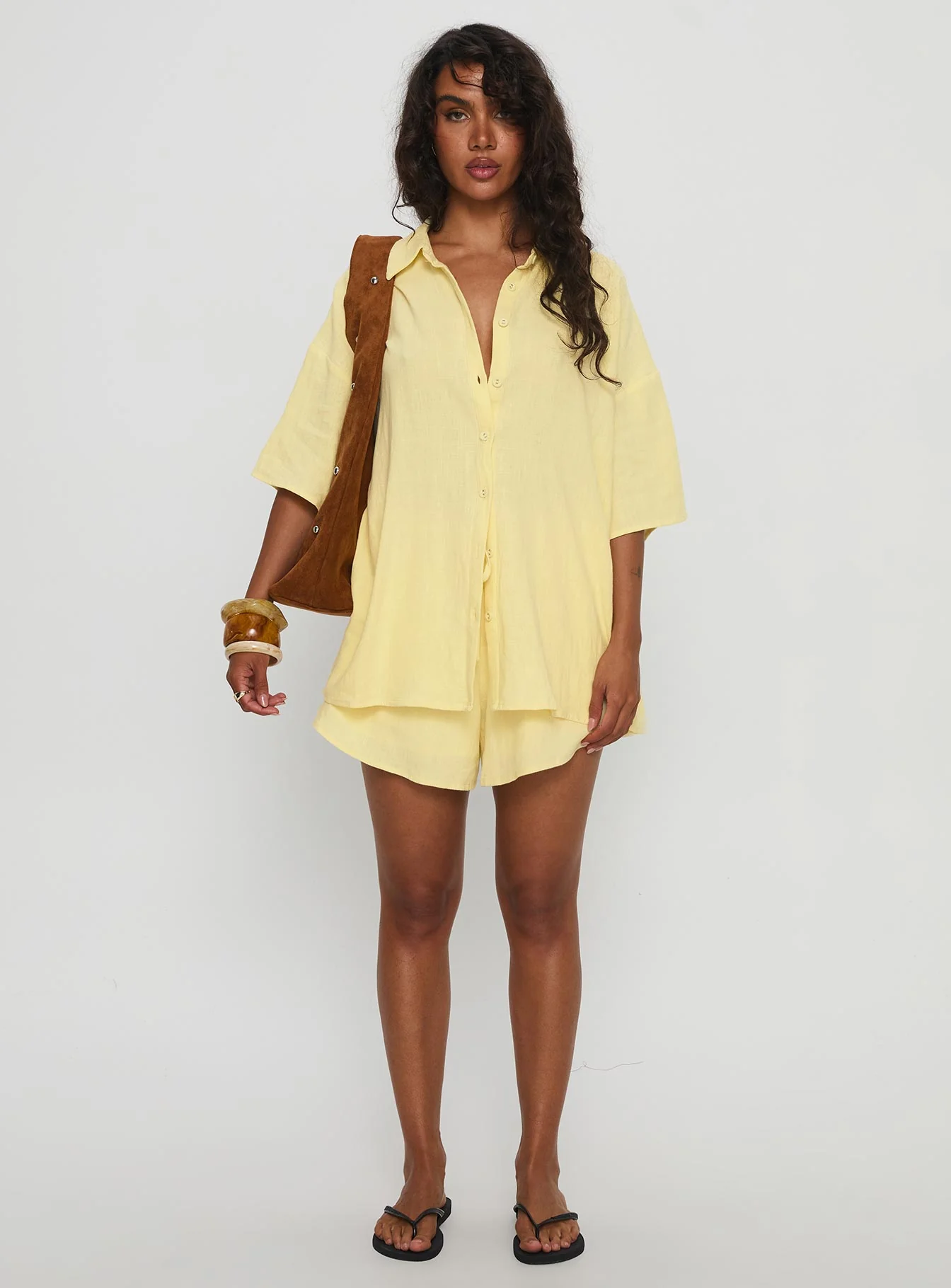 Peni Linen Button Down Top Yellow - Image 7