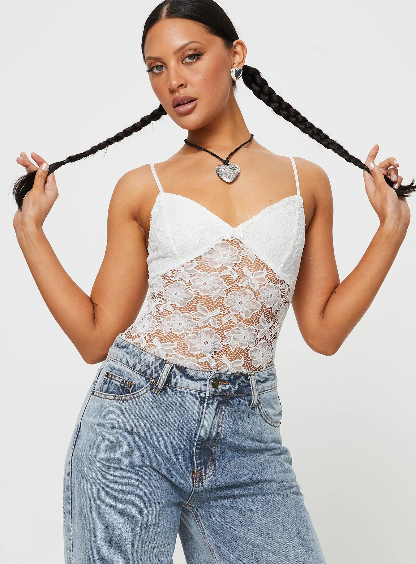 Pennard Lace Bodysuit White - Image 2