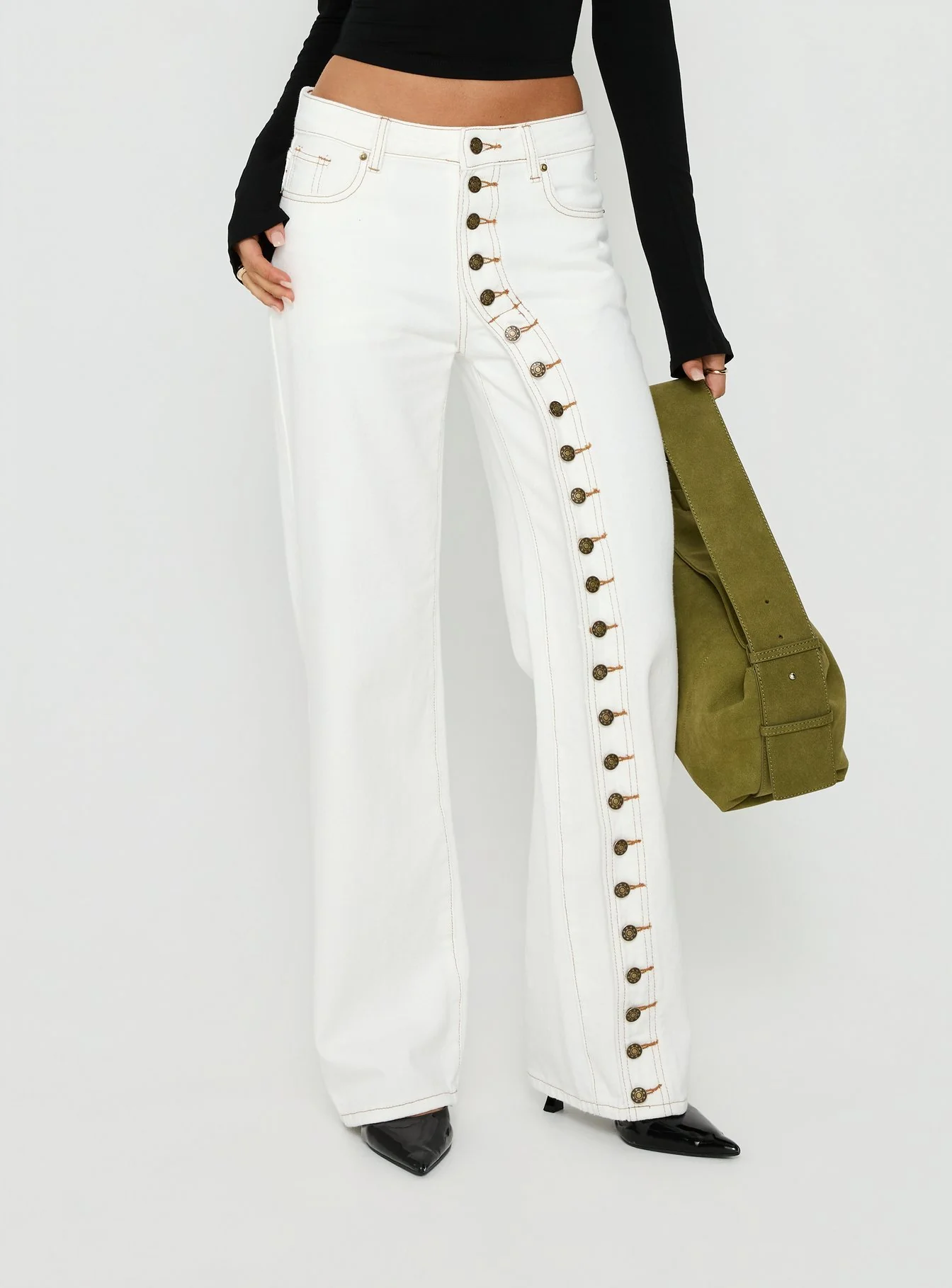 Penny Mid Rise Straight Leg Jeans White - Image 2